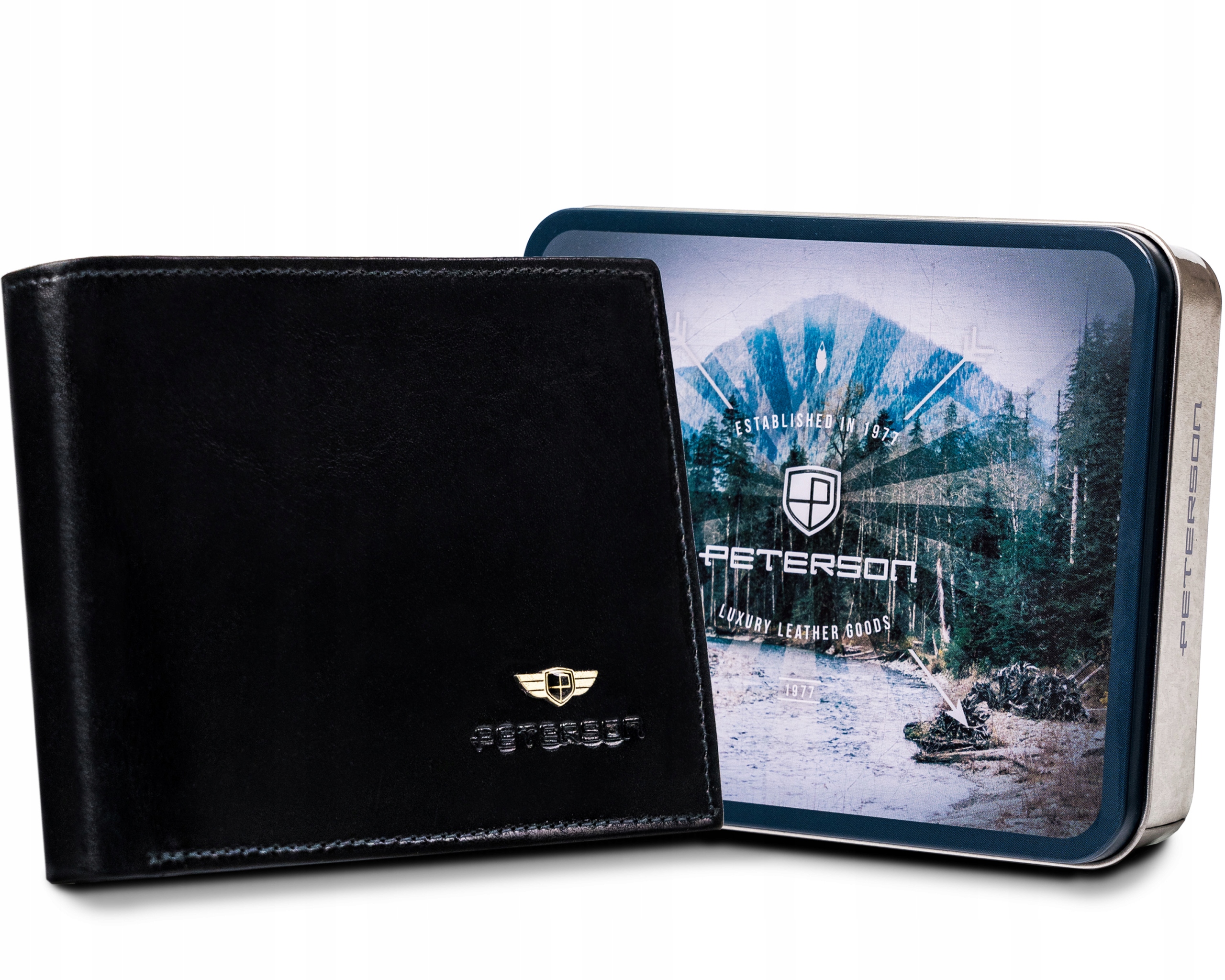Peňaženka - Peterson Wallet Prírodná koža čierna PTN N61 -VT čierna - mužský produkt