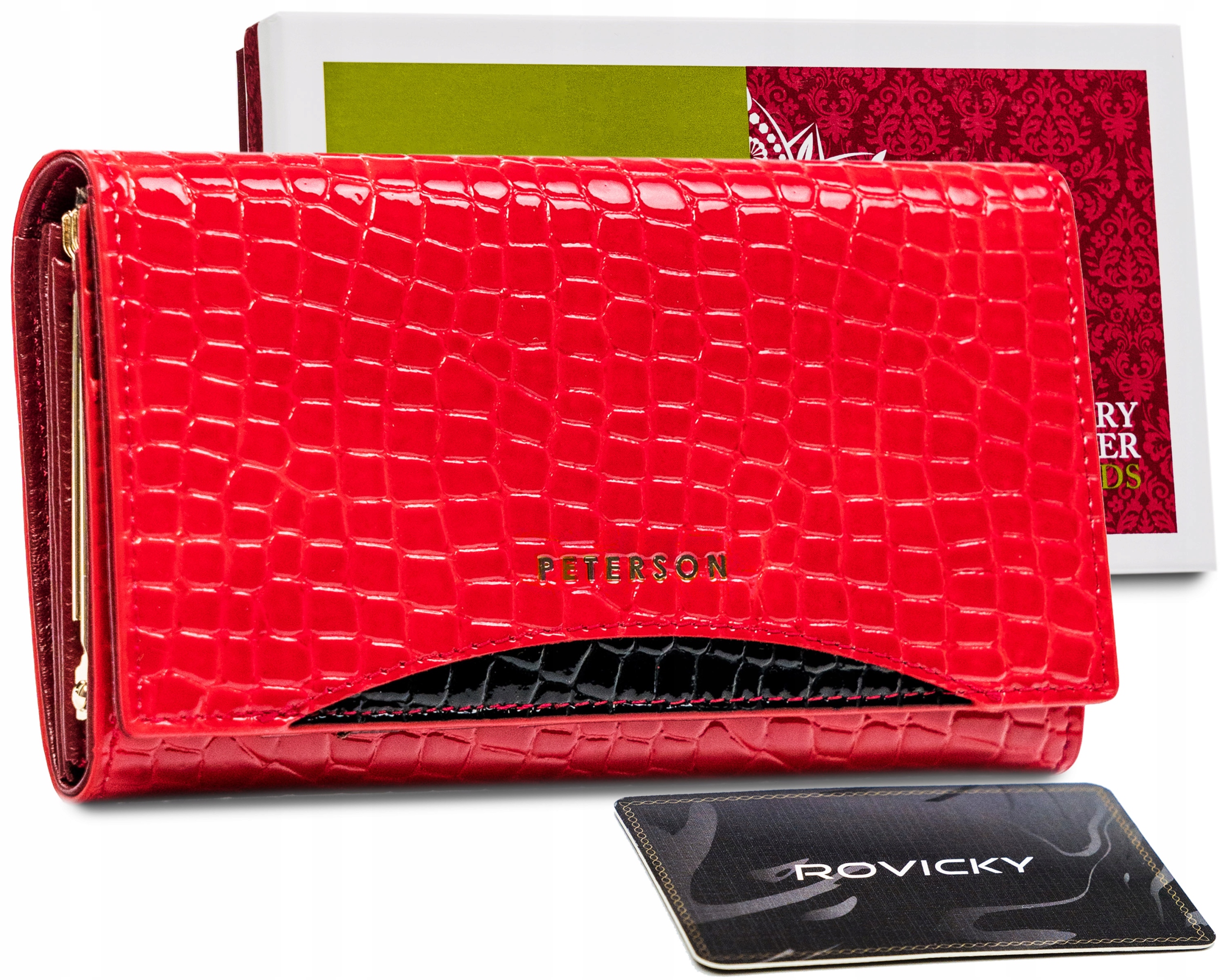 Peňaženka - Peterson Wallet Natural Leather Black, Red PTN MC-466-2091 Red/-Women's Product