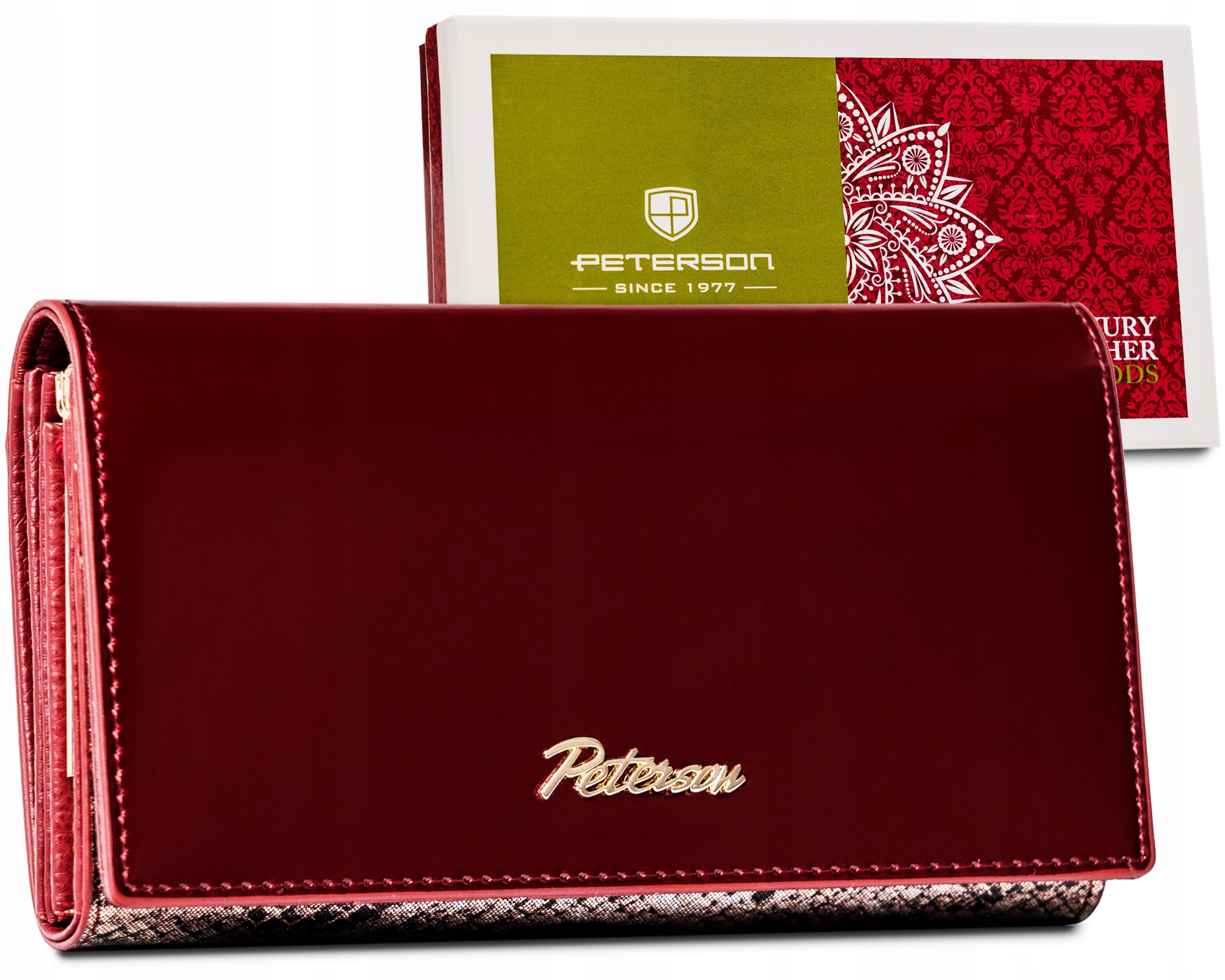 Peňaženka - Peterson Wallet Natural Leather Red, Golden PTN BS -466 SN/Red - Dámsky produkt