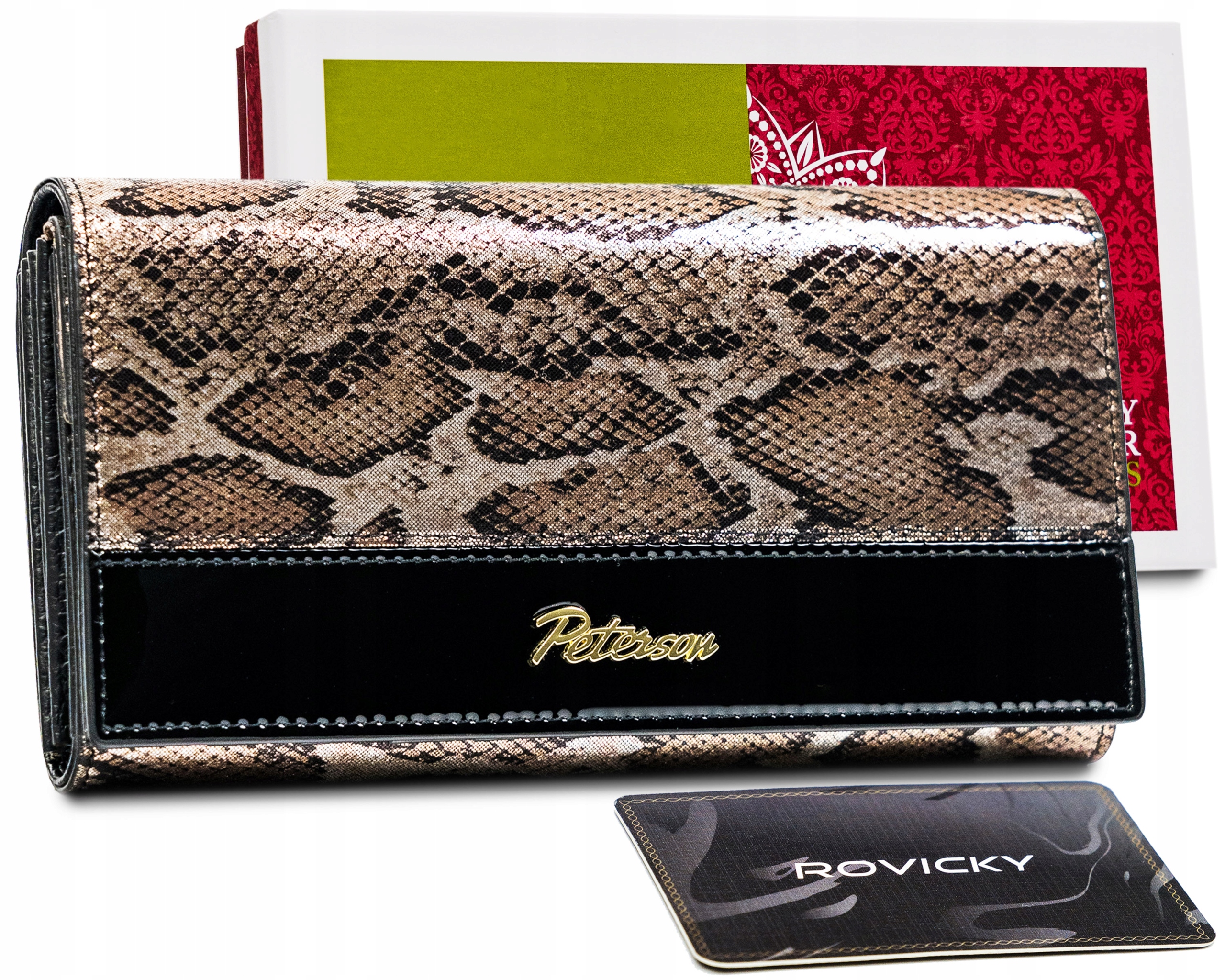 Peňaženka - Peterson Wallet Natural Leather Black, Golden PTN BS-411-1858 SN/B-Women's Product