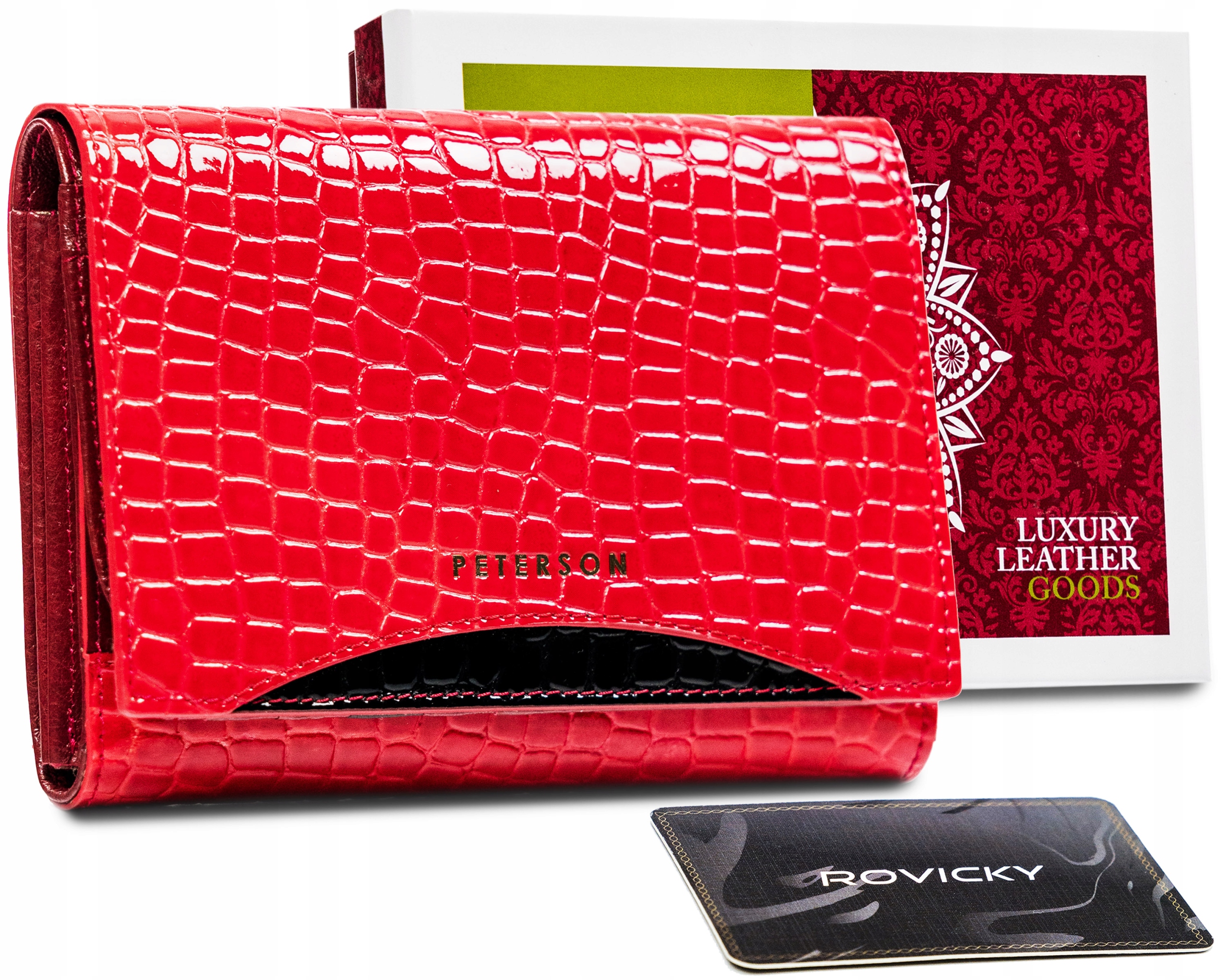 Peňaženka - Peterson Wallet Natural Leather Black, Red PTN MC-445-2114 R-B-Women's Product