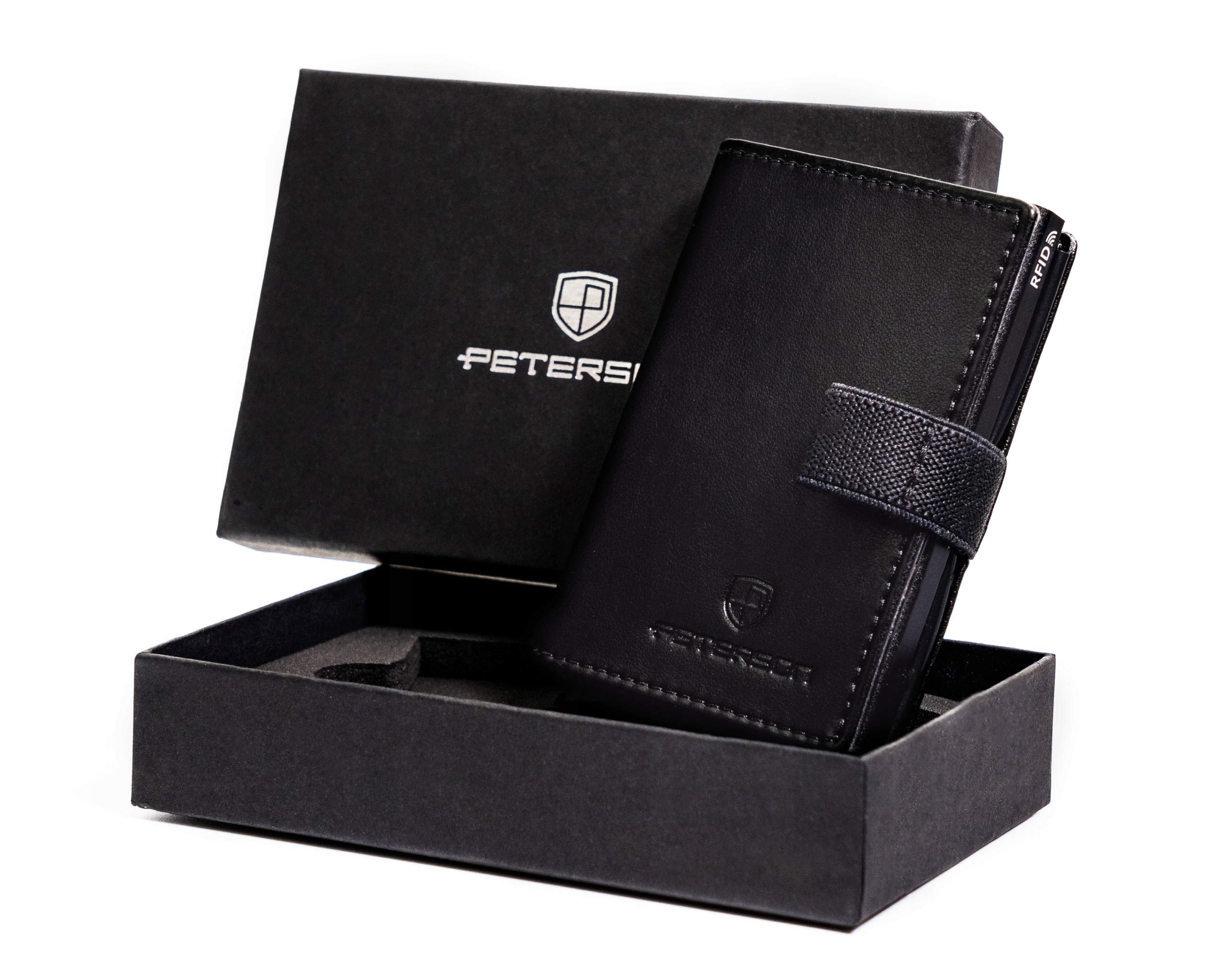 Peňaženka - Peterson Wallet Prírodná koža Čierna PTN 123011901 Čierna - mužský produkt
