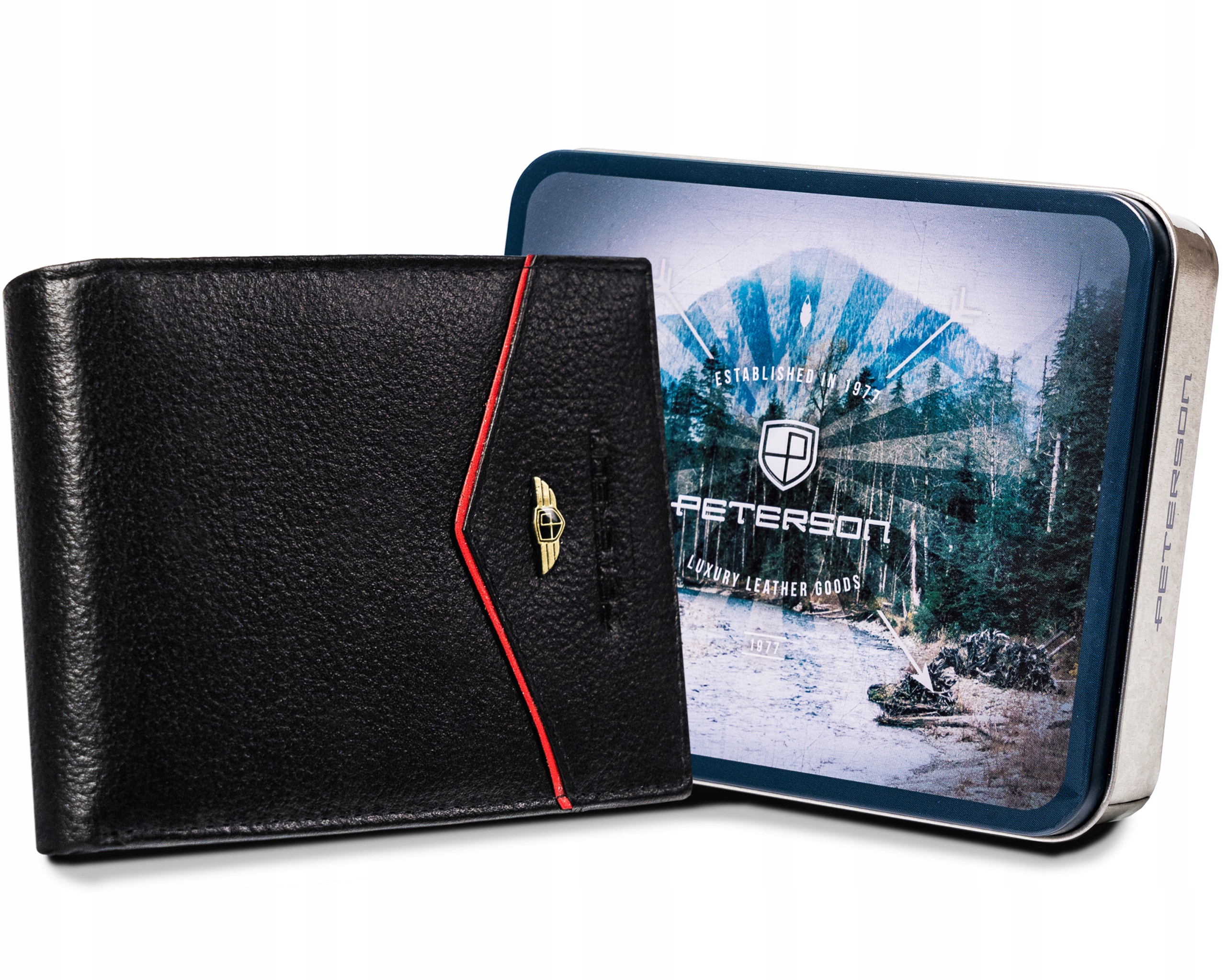 Peňaženka - Peterson Peterson Wallet Natural Leather Black, Red PTN N992-PDM-1673 BL-Men's Product