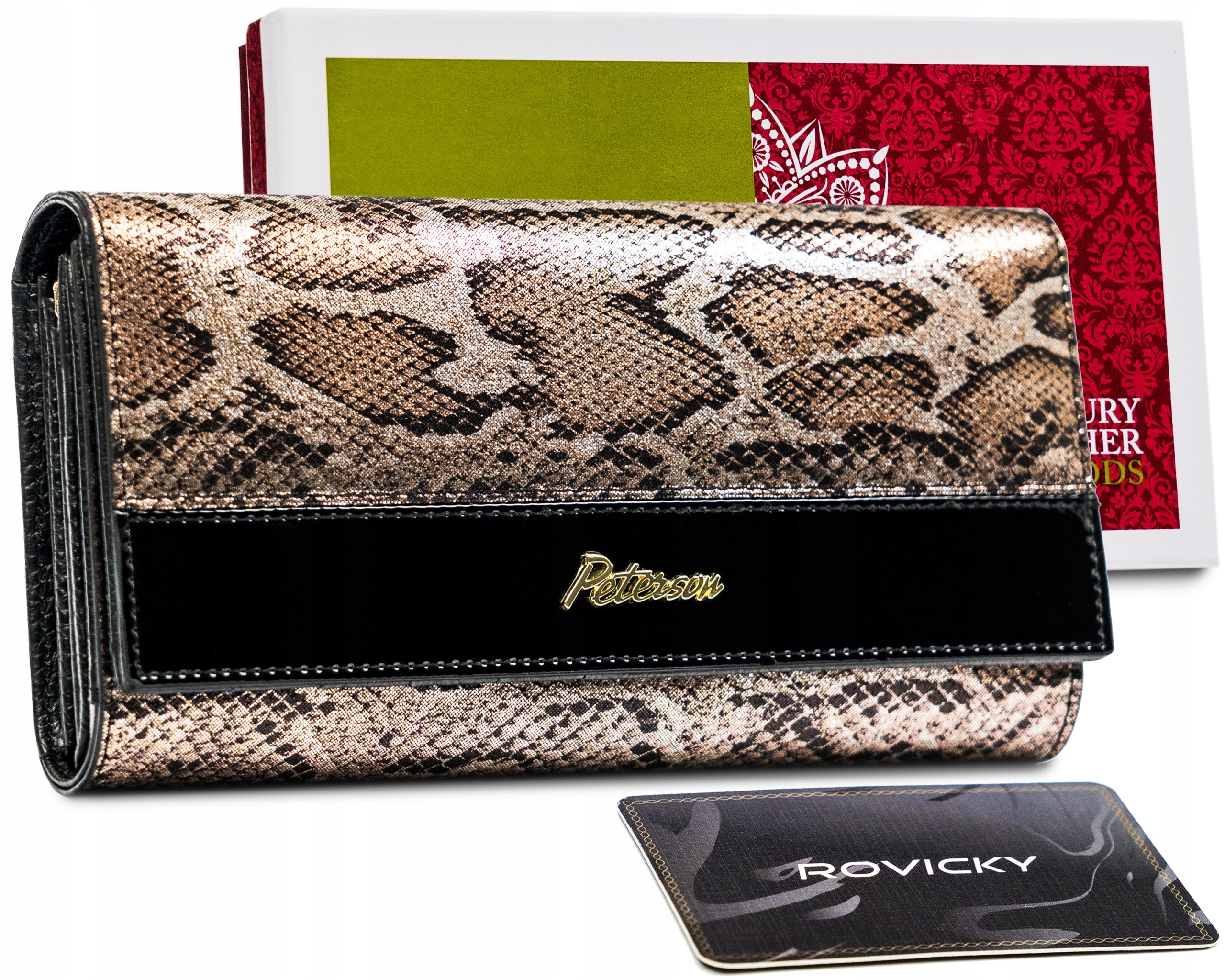 Peňaženka - Peterson Peterson Wallet Prírodná kožená béžová, hnedá, čierna PTN BS-490-1872 SN/B-Women's Product