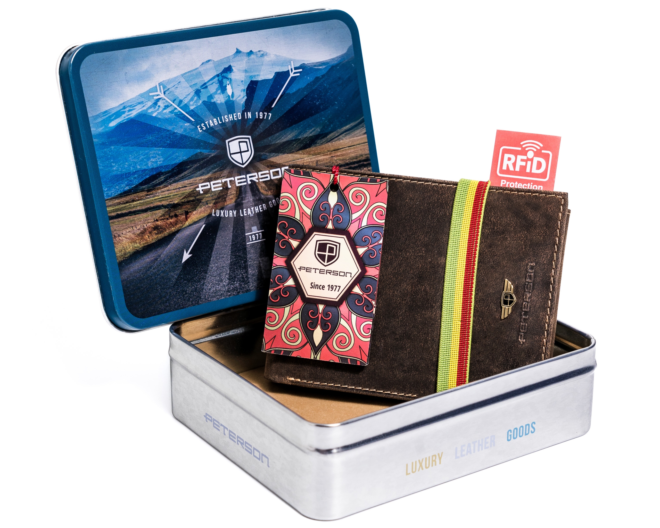 Peňaženka - Peterson Peterson Wallet Prírodná koža hnedá PTN 304E -5798 Rasta - Pánsky produkt