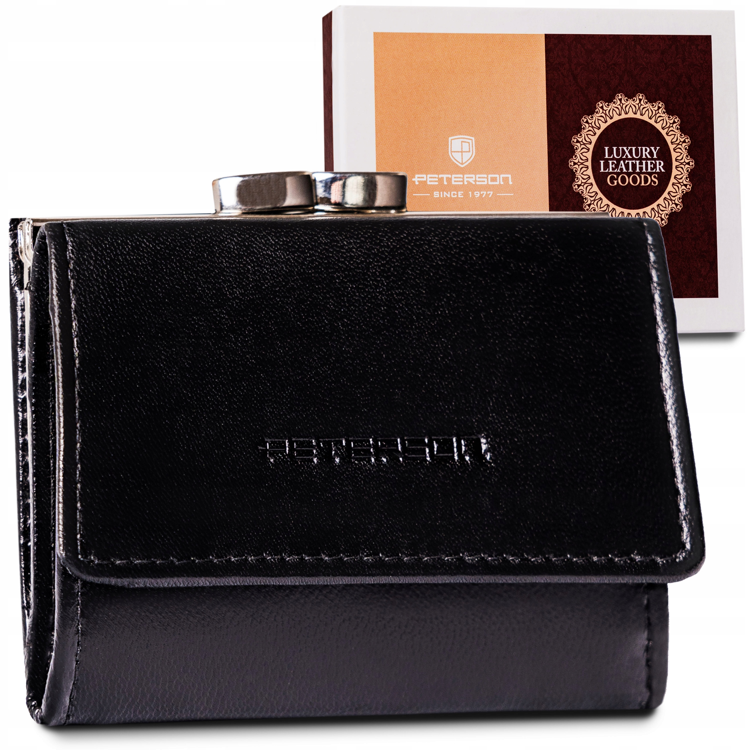 Peňaženka - Peňaženka Peterson z pravej kože čierna PTN RD-25-GCL BLACK - Dámsky produkt