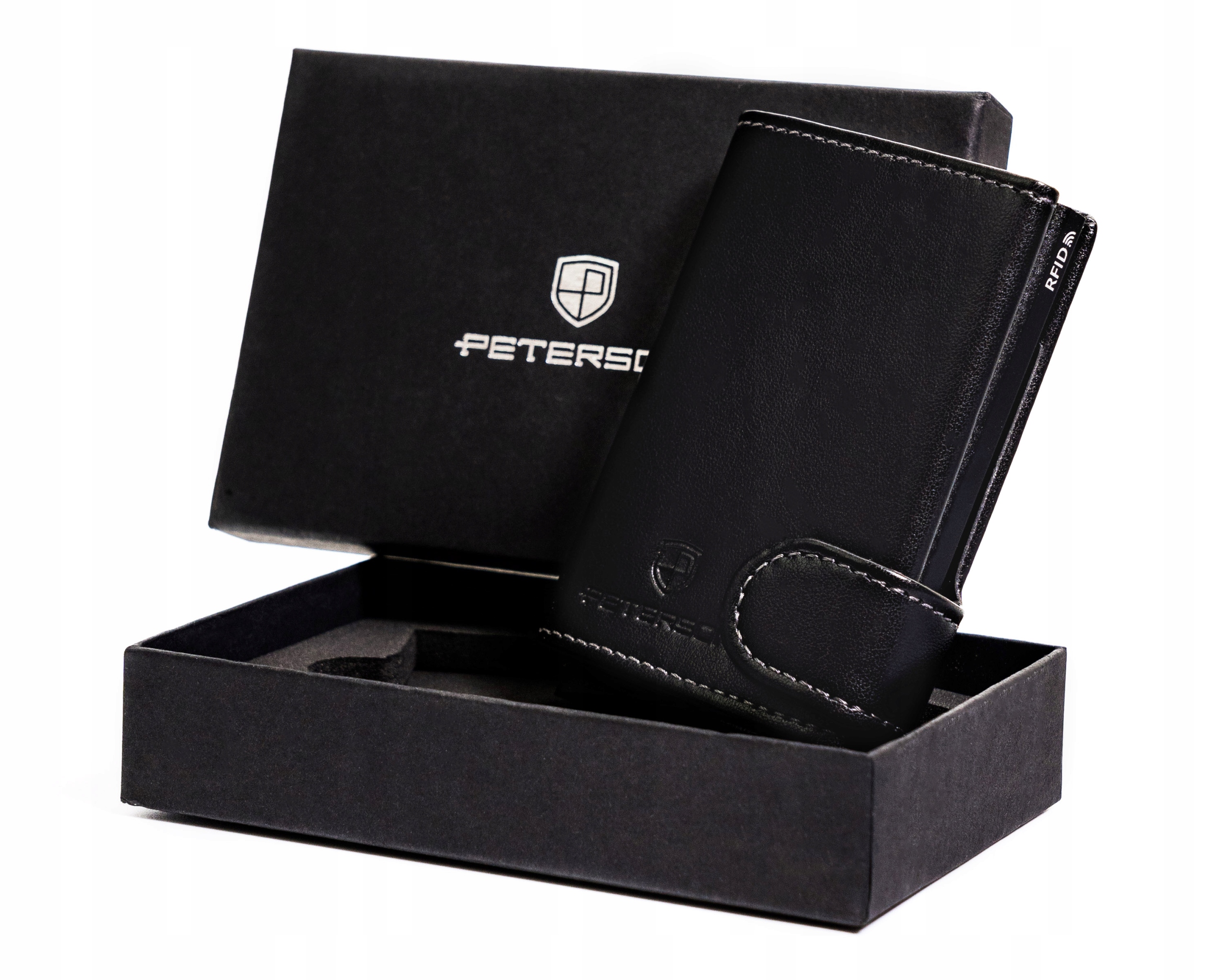 Peňaženka - Peňaženka Peterson z pravej kože čierna PTN 61811901 ČIERNA - Pánsky produkt