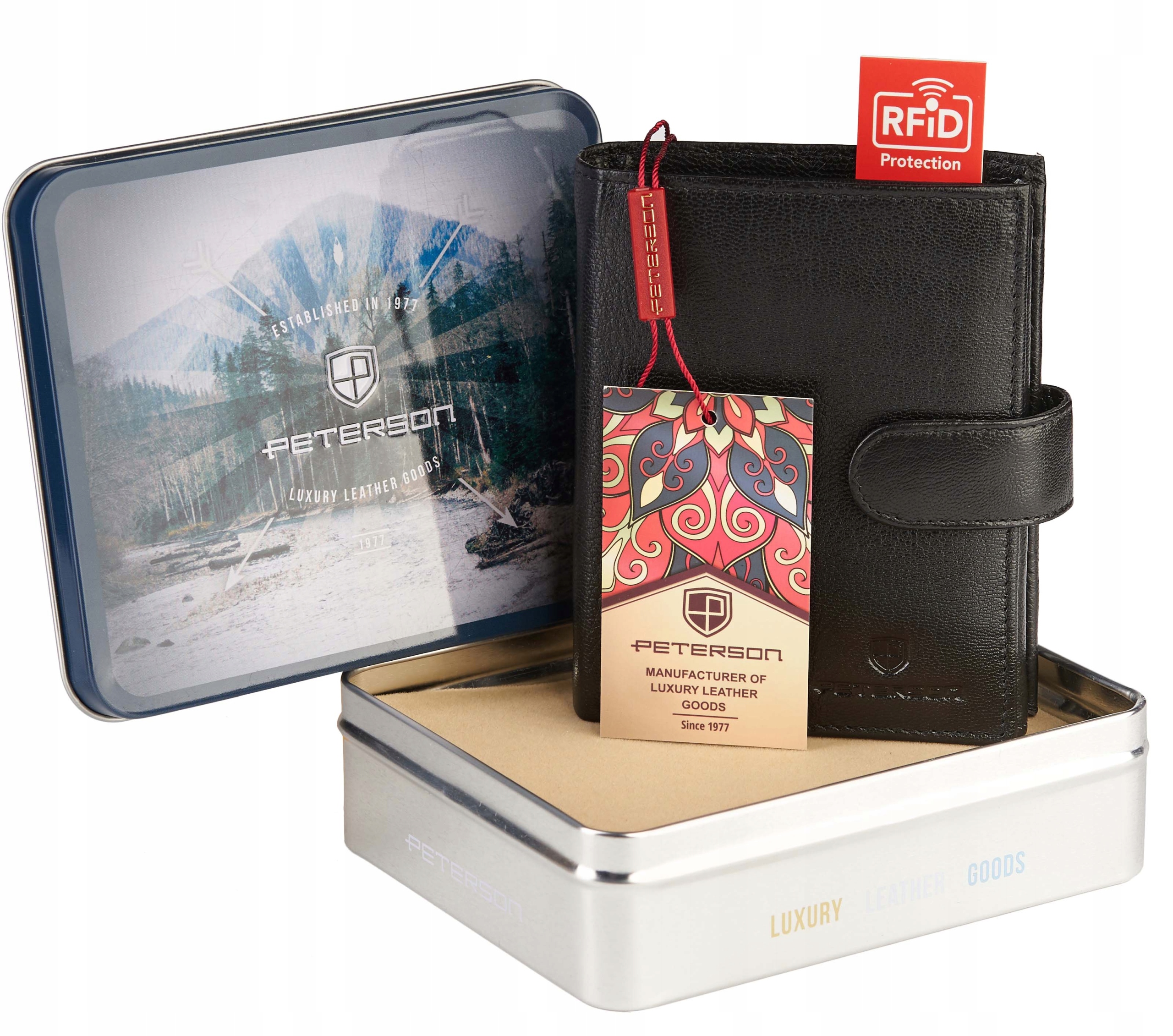 Peňaženka - Peterson Wallet Natural Leather Black 307Z - Pánsky produkt