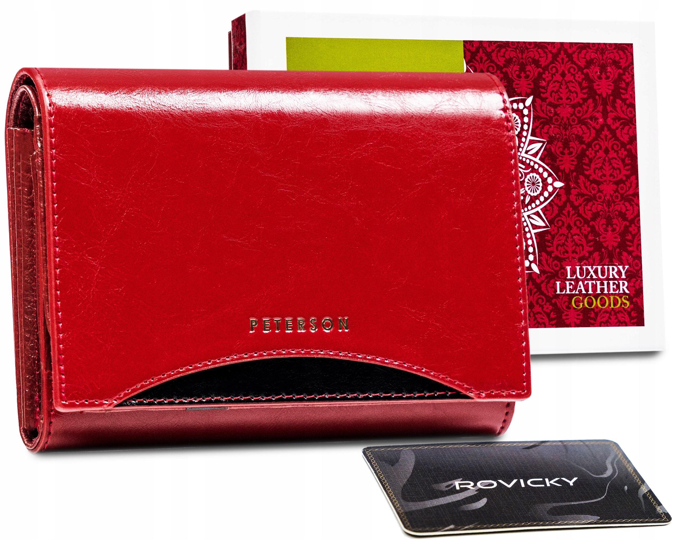Peňaženka - Peterson peňaženka pravá koža čierna, červená PTN PL-445-1759 RED/ - Dámsky produkt