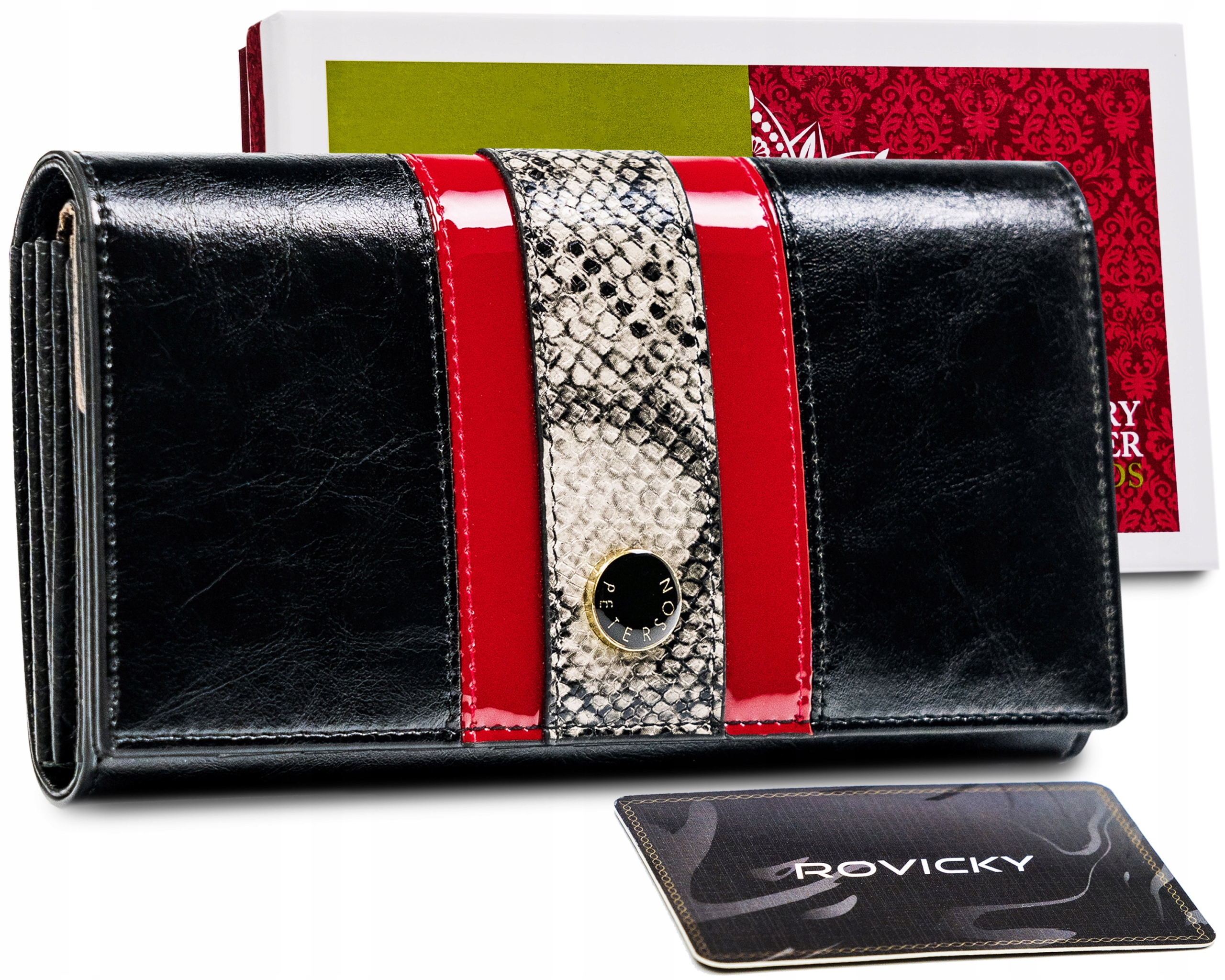 Peňaženka - Peterson Peterson Wallet Prírodná kožená béžová, čierna, červená PTN ST-411-1988 Produkt Blac-Women