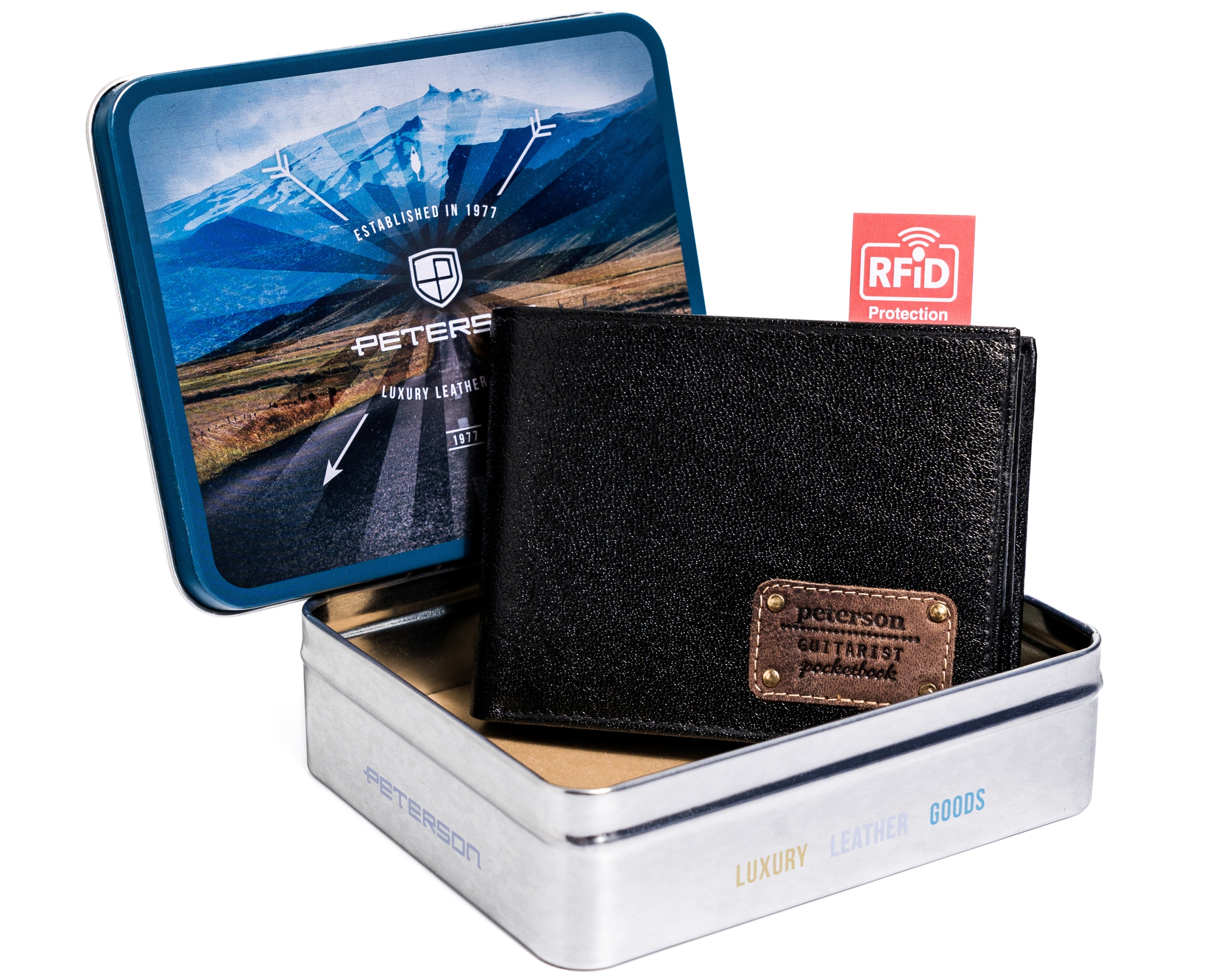 Peňaženka - Peterson Wallet Prírodná koža Čierna PTN 304G -5804 Čierna - pánsky produkt
