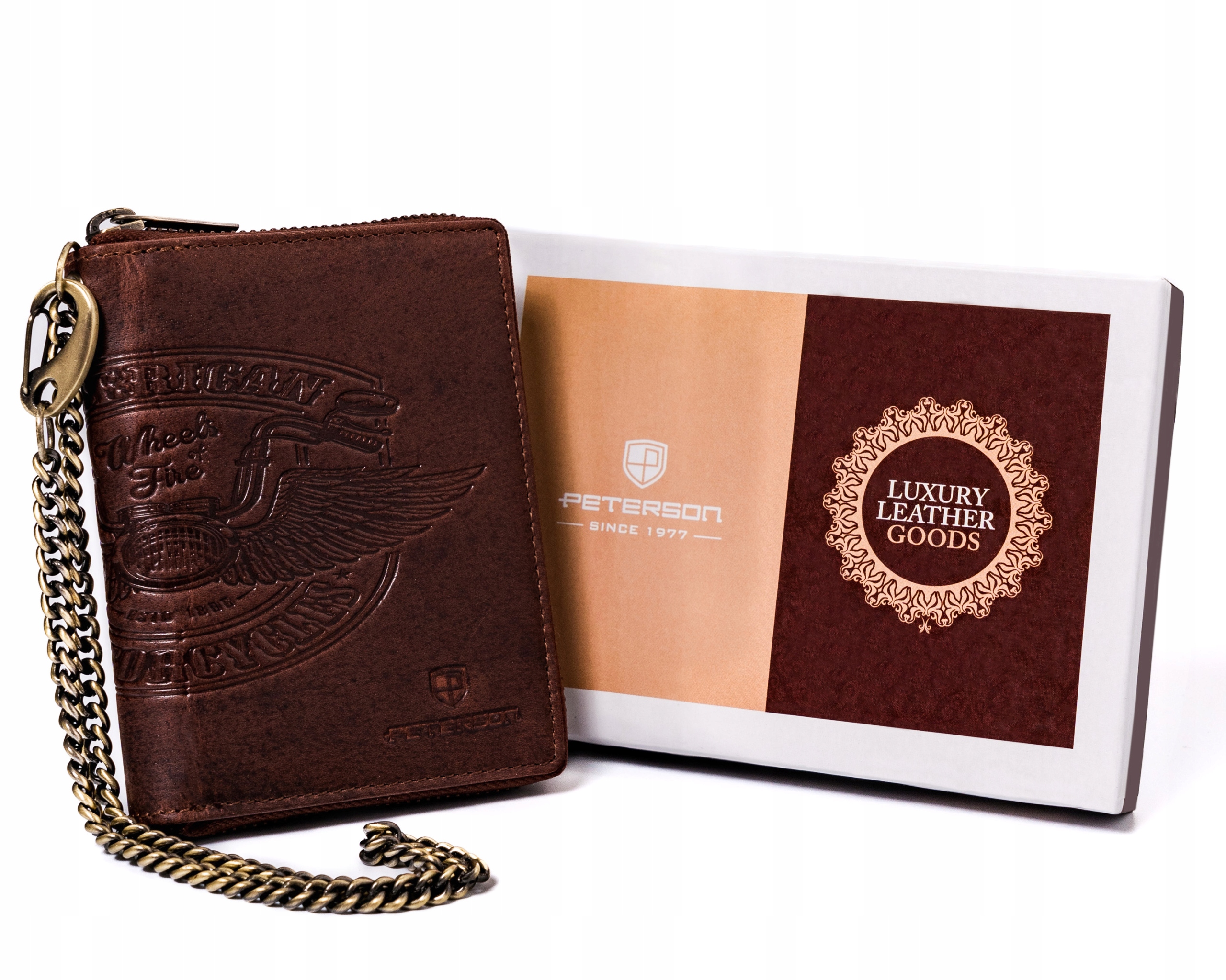Peňaženka - Peterson Peterson Wallet Prírodná koža hnedá PTN N4C-08-HWM-1292-Men's Product