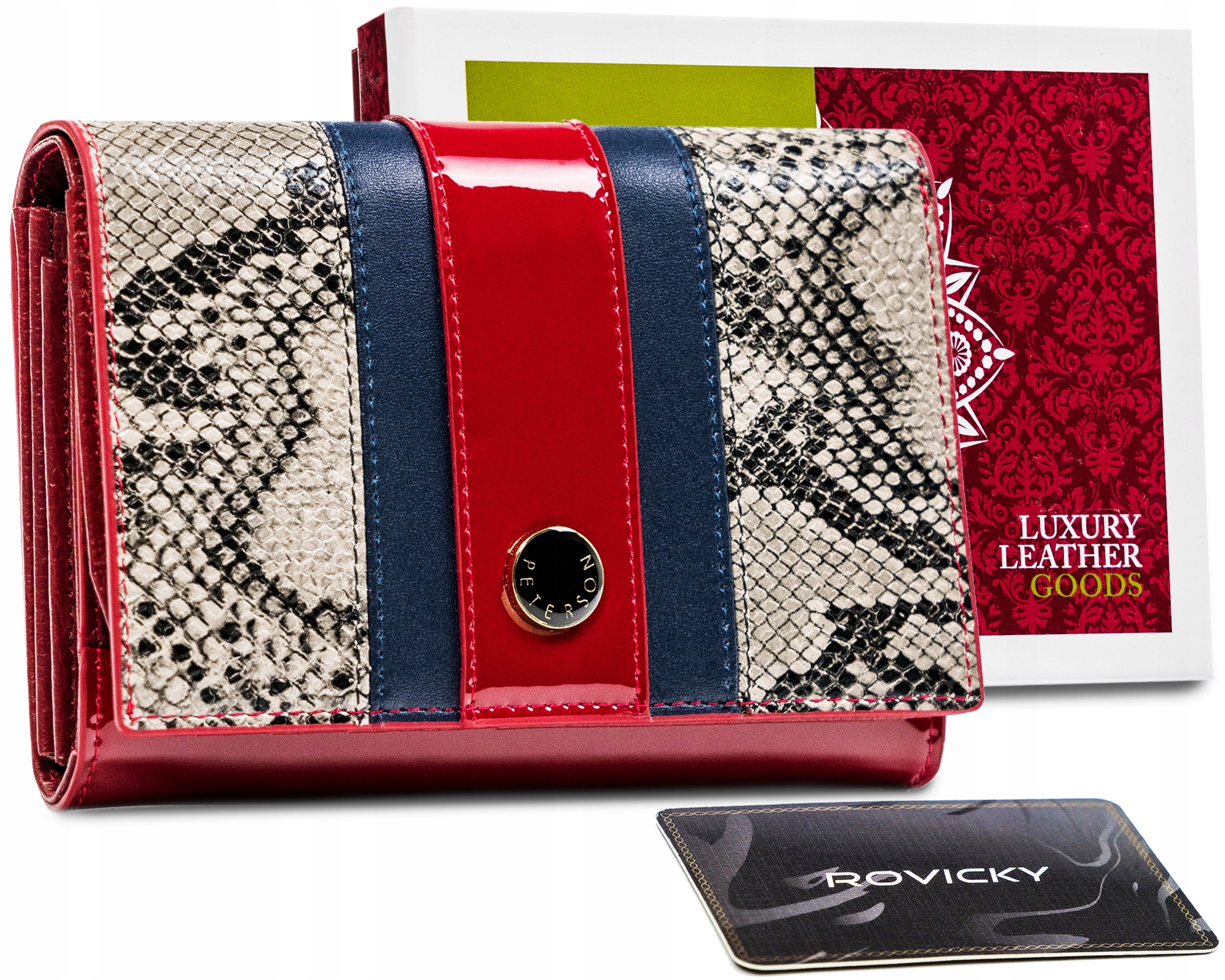Peňaženka - Peterson Peterson Wallet Prírodná koža Burgundsko, Navy Blue, Grey PTN ST-445-2060 Snak-Women's Product