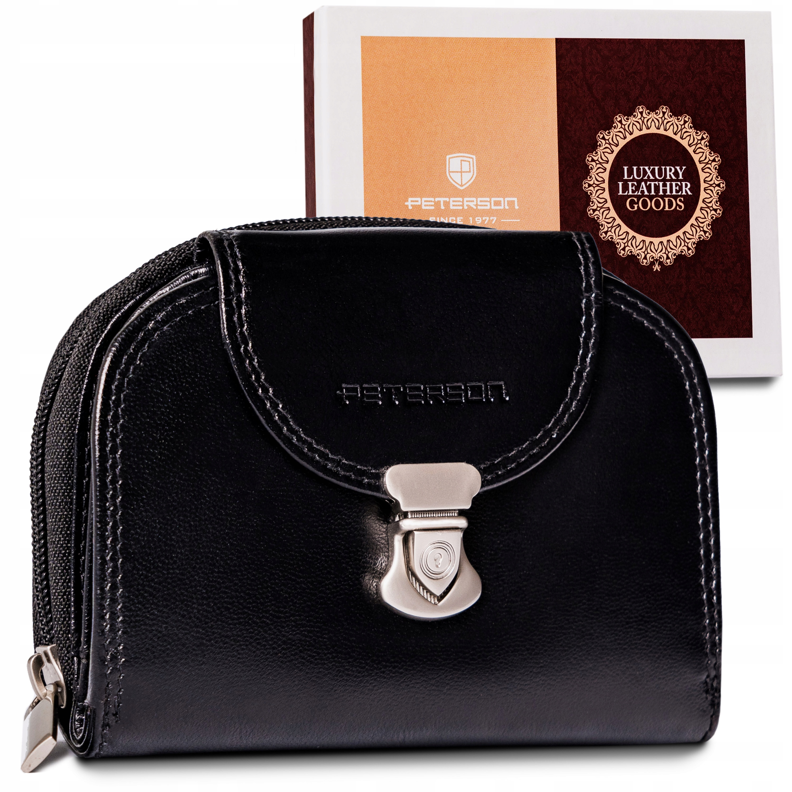 Peňaženka - Peňaženka Peterson z pravej kože čierna PTN RD-28-GCL BLACK - Dámsky produkt