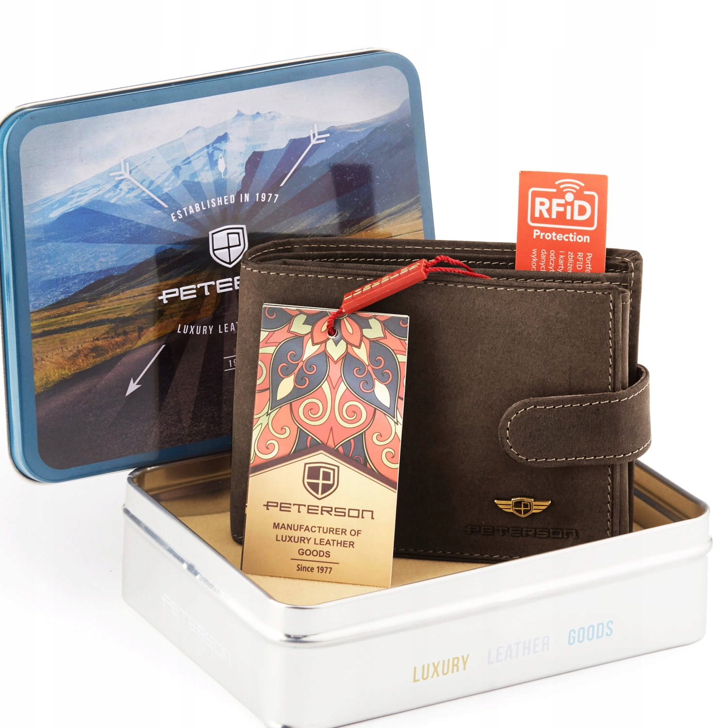 Peňaženka - Peterson Wallet Prírodná koža hnedá PTN 304Z 2-1-4 Hunte-Men's Product