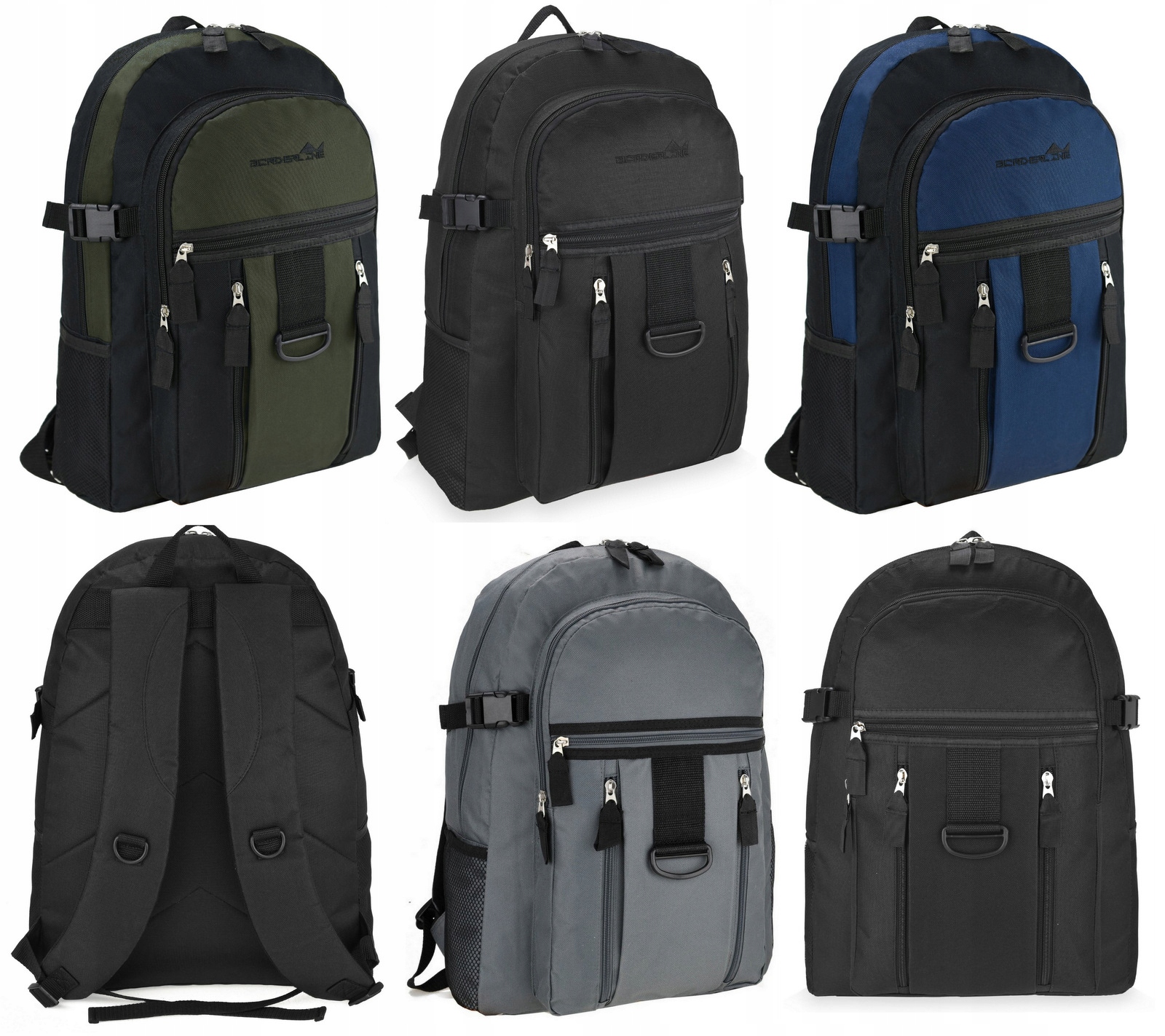 BP218 School Backpack Black, Navy Blue, Khaki, Gray, Multi -Colored, Green