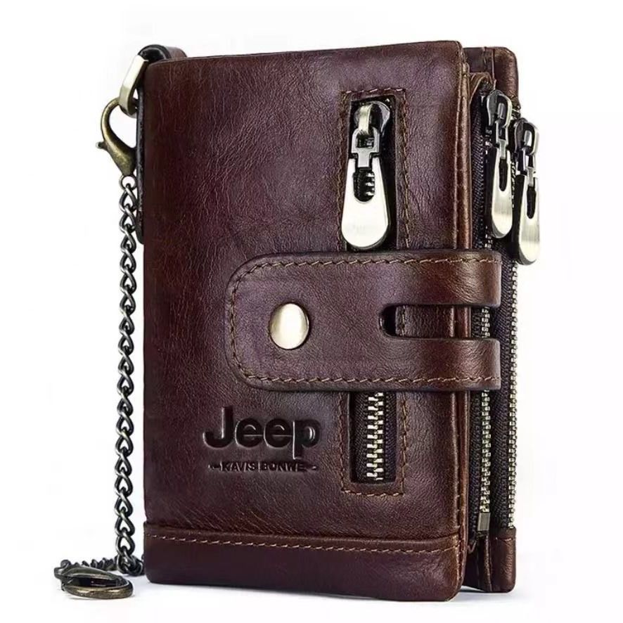 Peňaženka - Jeep-prírodná pánska peňaženka + reťazové portfólio prírodná kožená béžová, hnedá, oranžová unisex produkt