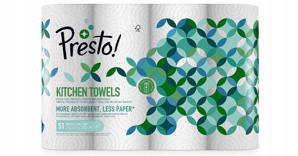 PRESTO! 2-VRSTVOVÉ PAPIEROVÉ Utierky 4 KS