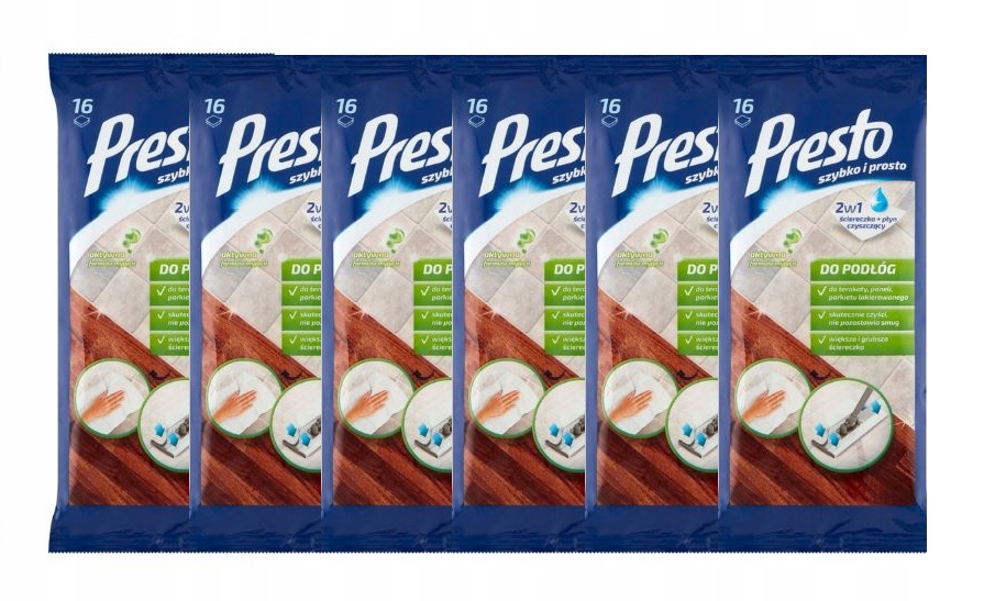 Presto zvlhčené látky pre podlahy 16ks x 6