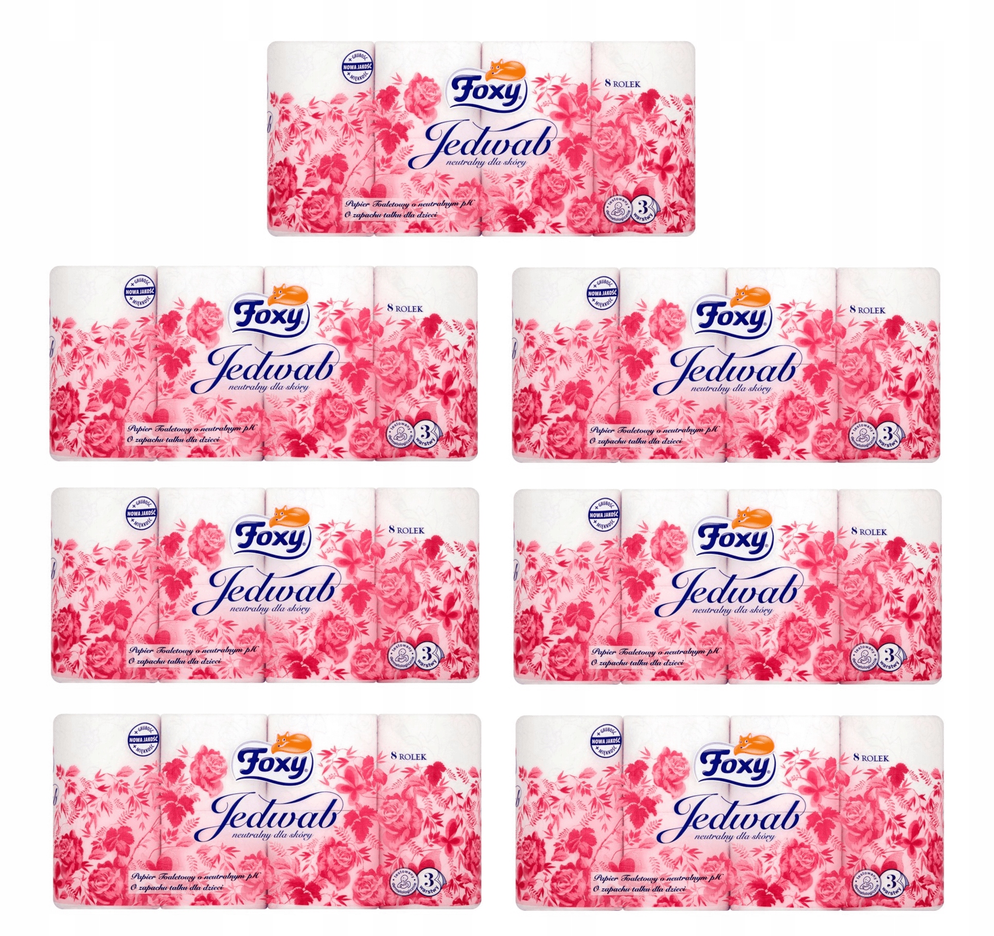 Foxy hodvábny toaletný papier 3 vrstvené 8 valčekov x 7