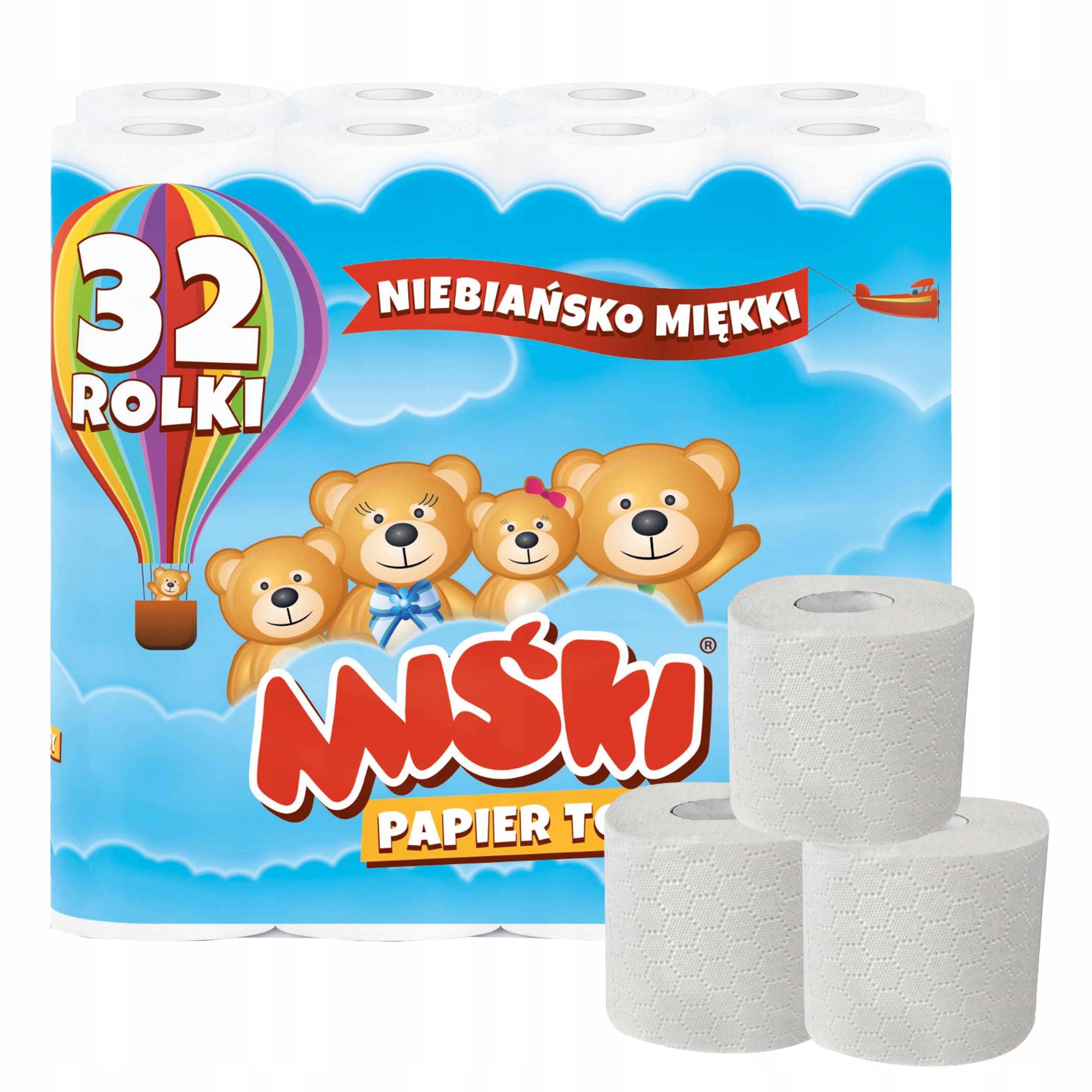 Zdĺhavý toaletný papier 32 ROL 3W Biela rodina