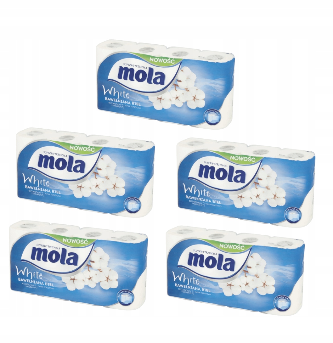 Toaletný papier biela bavlna 8 valčekov x 5