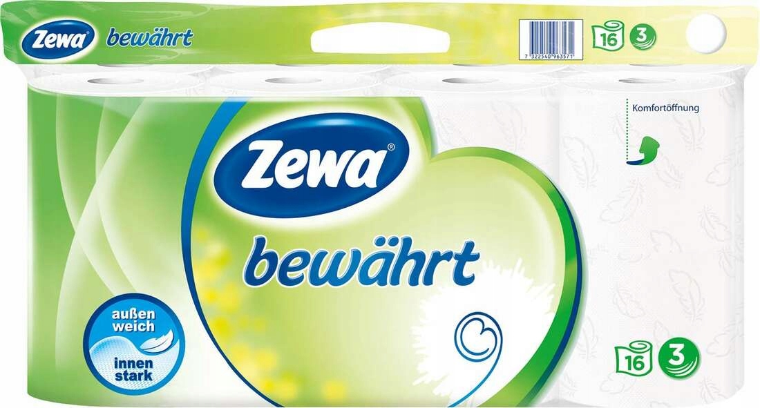 Zewa, biely, 3-vrstvový toaletný papier, 16 ks