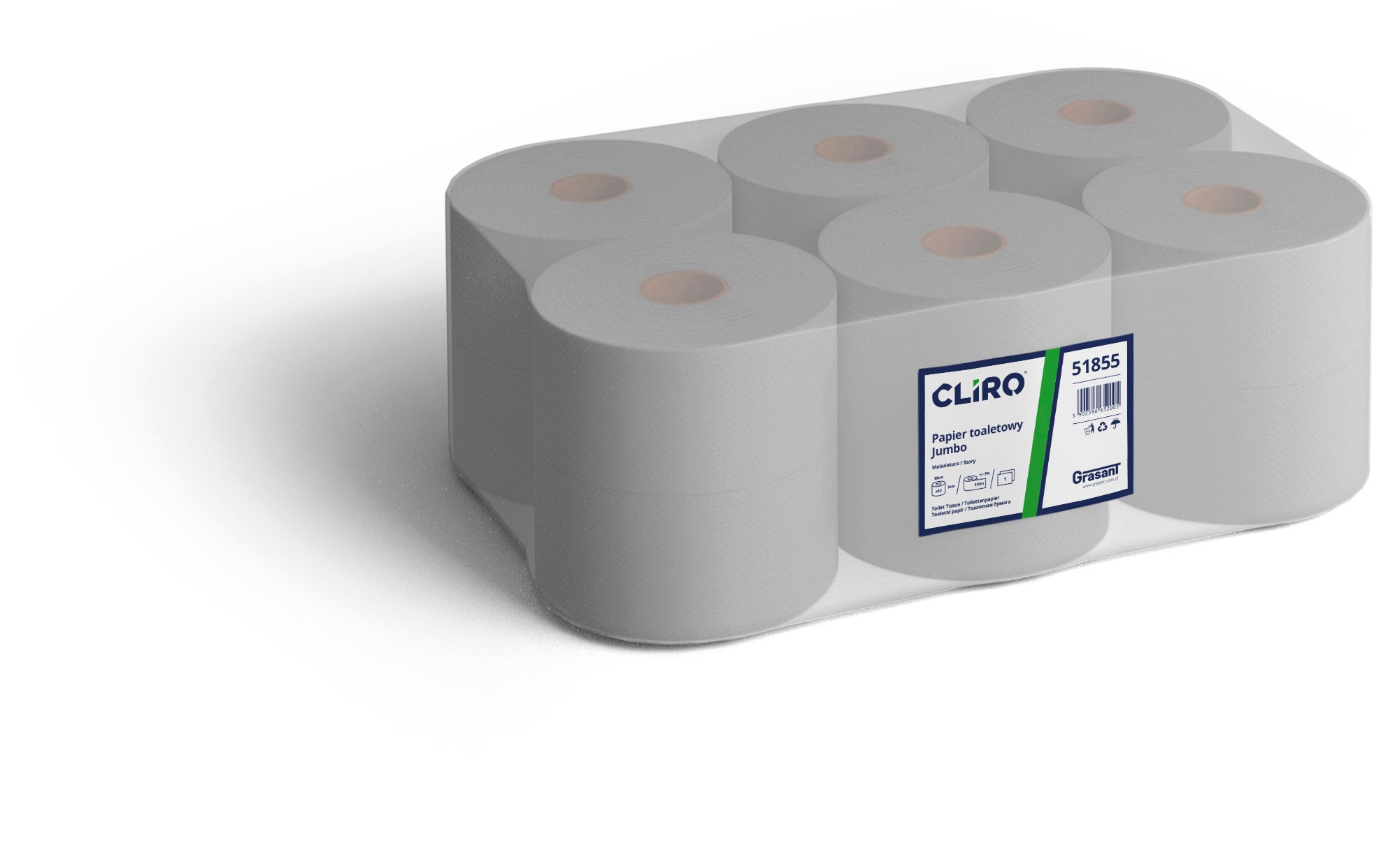 Šedý toaletný papier Jumbo 12ks 51855 Clio