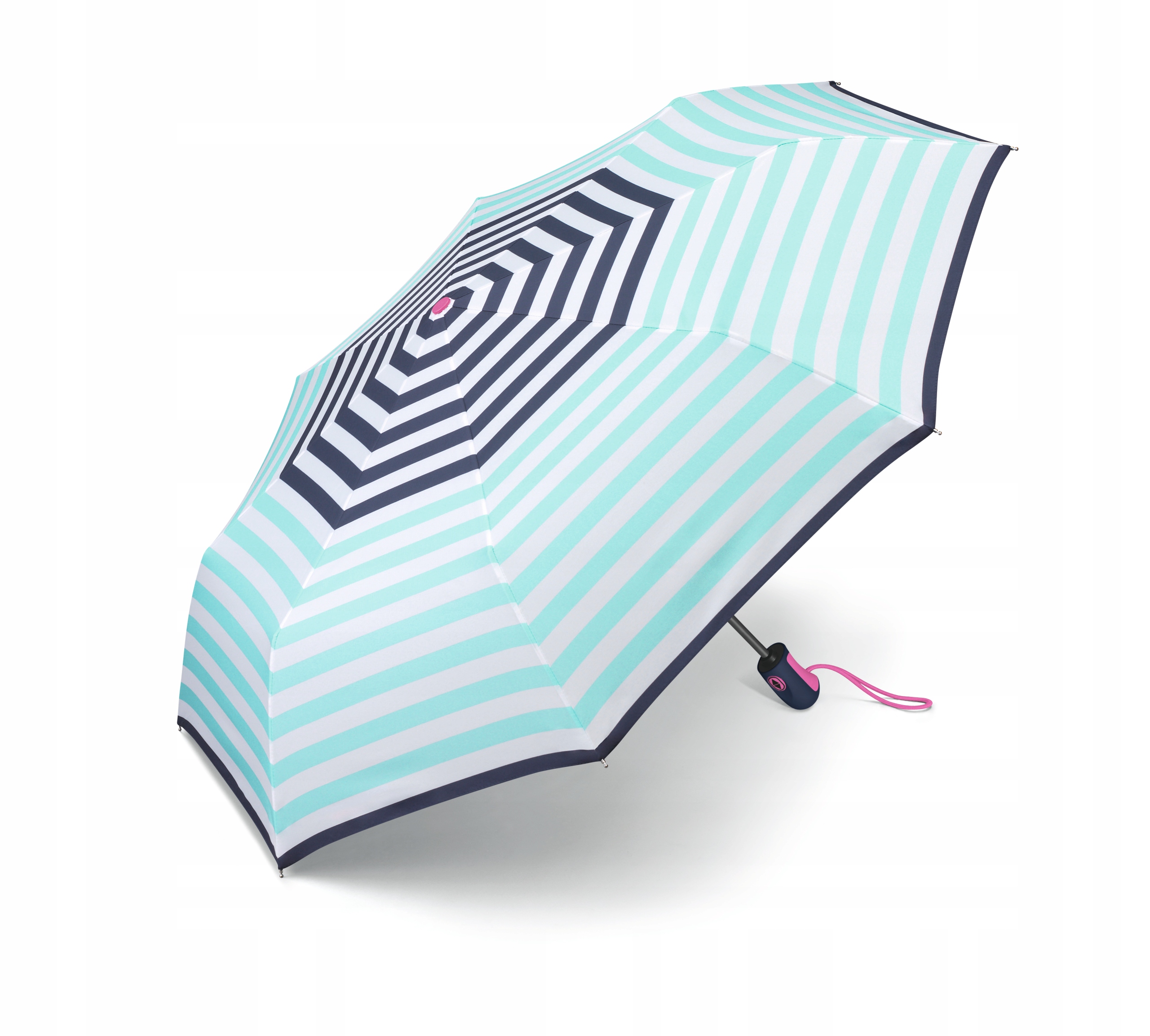 Dáždniky - Automatický, skladací dáždnik, s Esprit White, Navy Blue, tyrkysový kryt