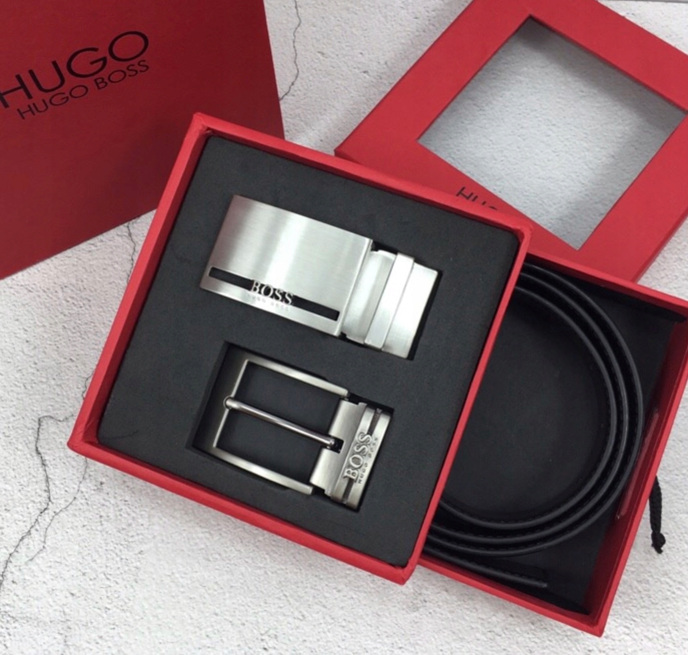 Opasok - Hugo Boss Brown Belt, čierny - mužský produkt