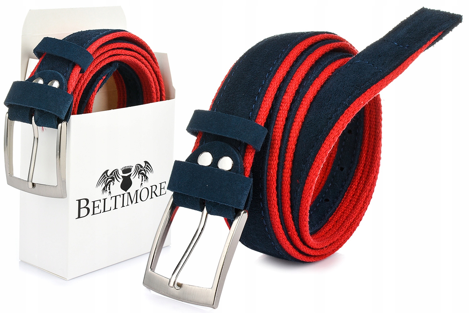 Opasok - Beltimore Red, tmavomodrý opasok - Pánsky produkt