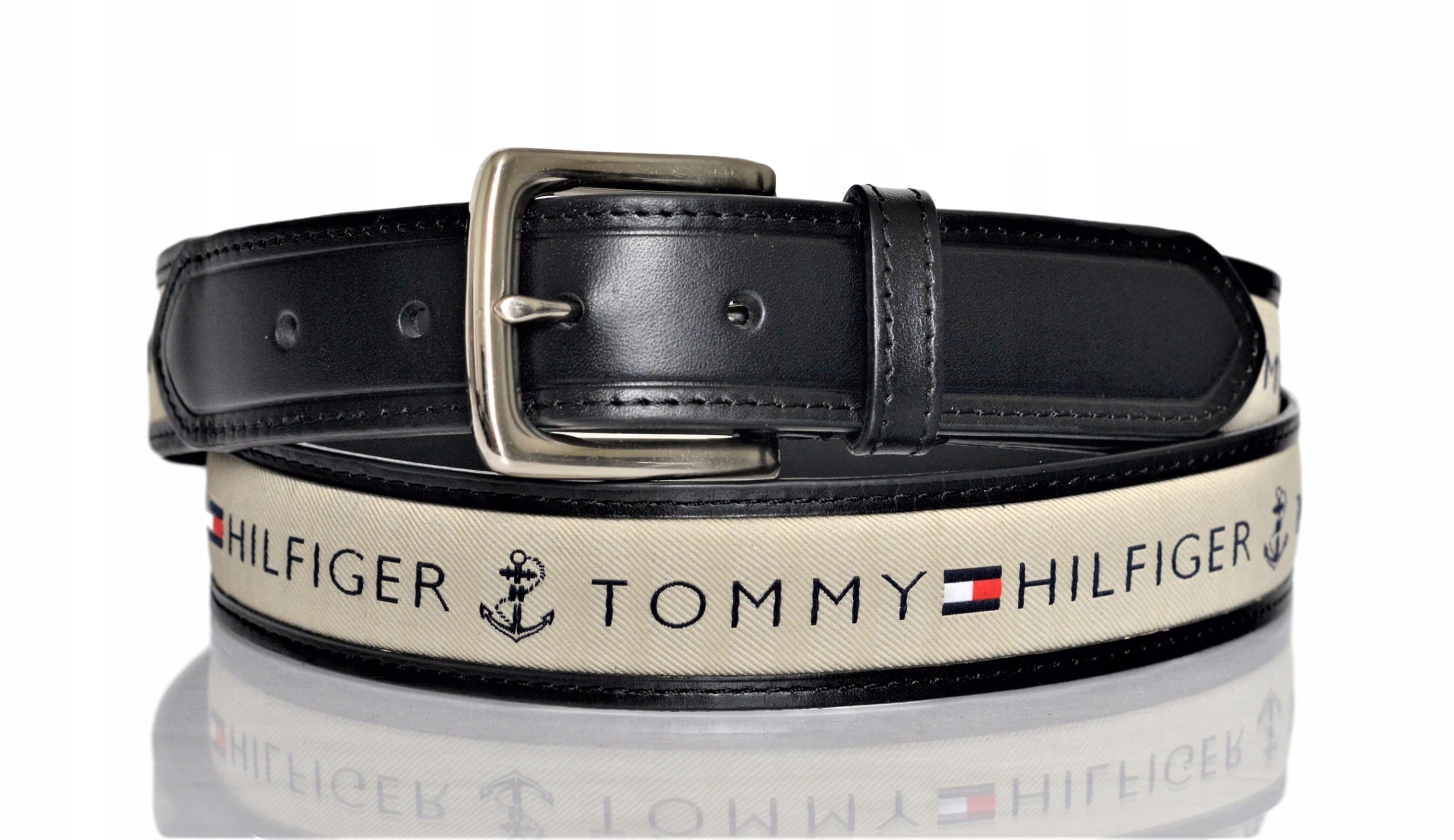 Opasok - Tommy Hilfiger Black Belt, ECRU - mužský produkt