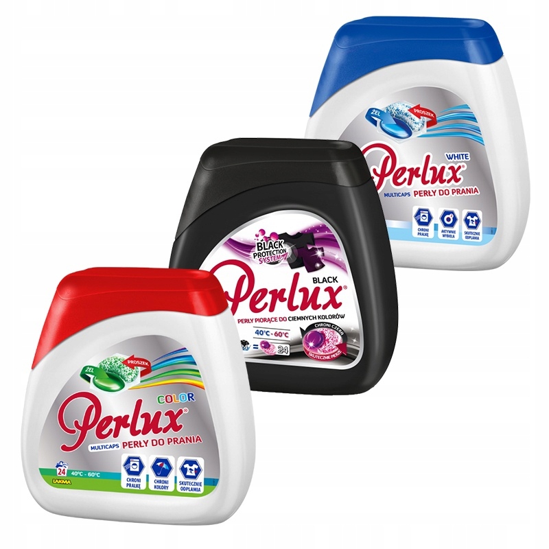 Pracie kapsuly a tablety - Perlux ČIERNA + FARBA + BIELA 3x 24 ks