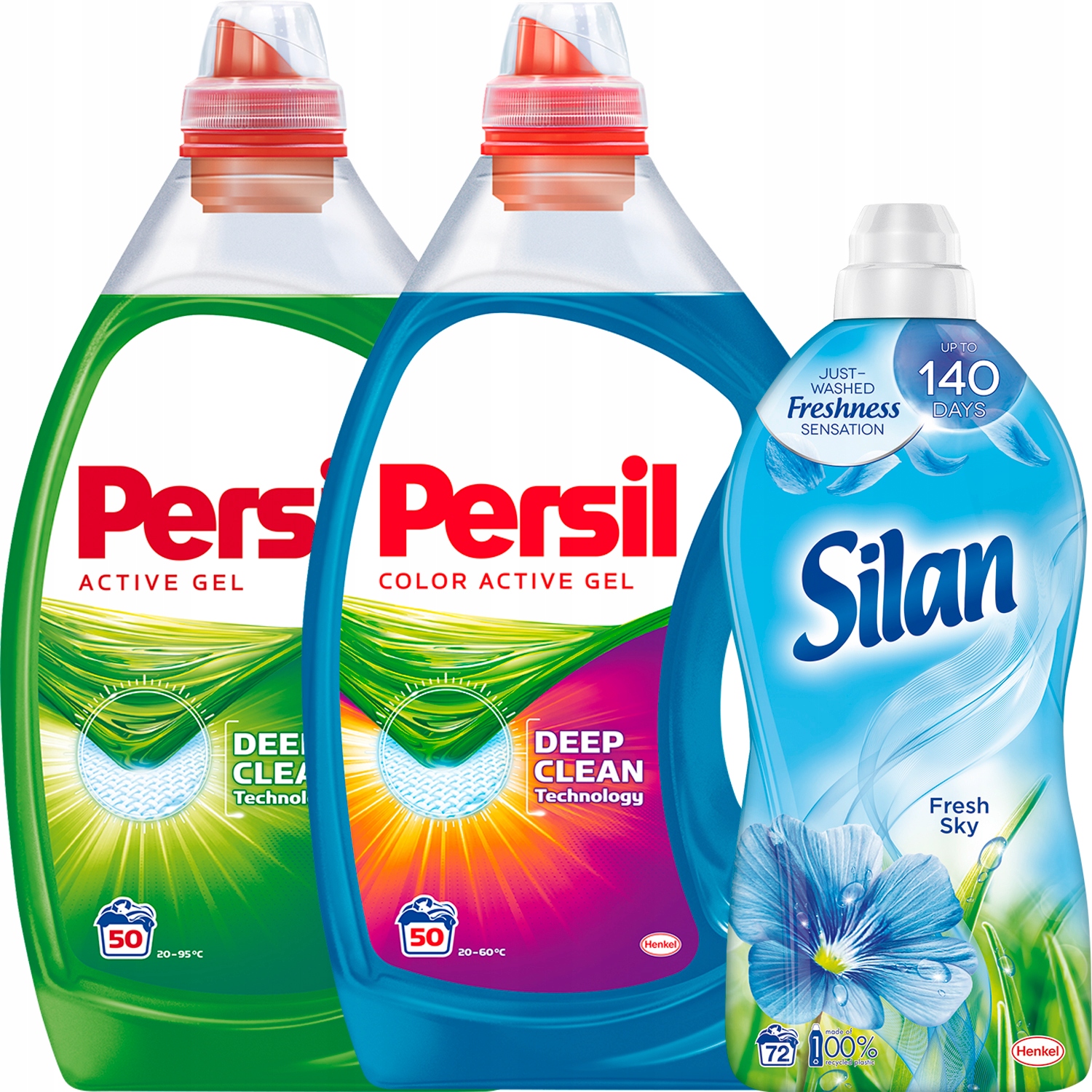 Prací gél - Persil Active Gel 50 + 50 pranie + Silan Fresh Sky 1,8l