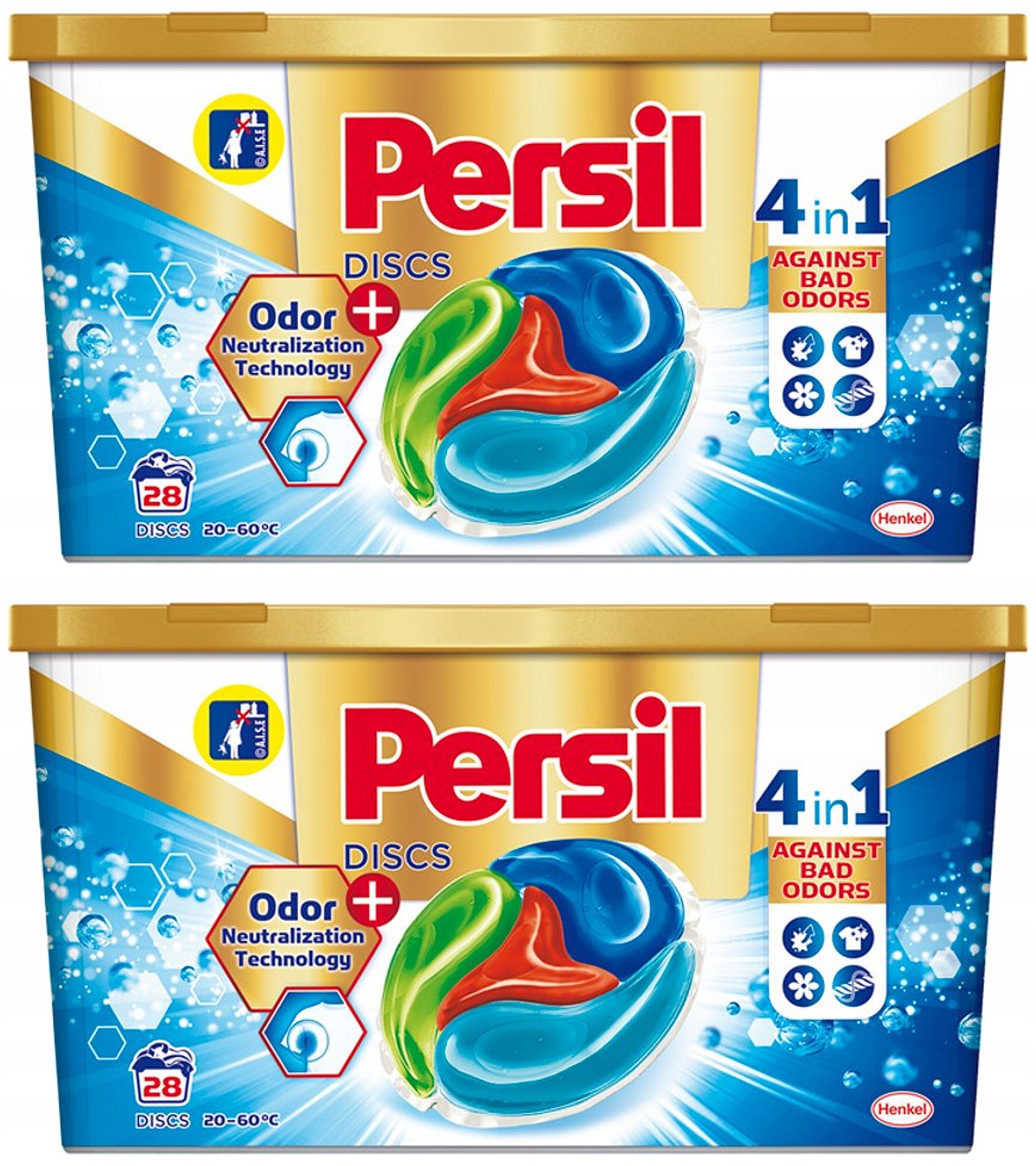 Pracie kapsuly a tablety - Persil Discs 4IN1 MALODOR KAPSULES Umývanie 2x28