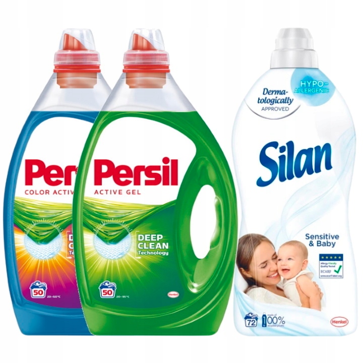 Prací gél - Persil Pracovný gél Mix 2x2,5L + Silan 1.85L Sky