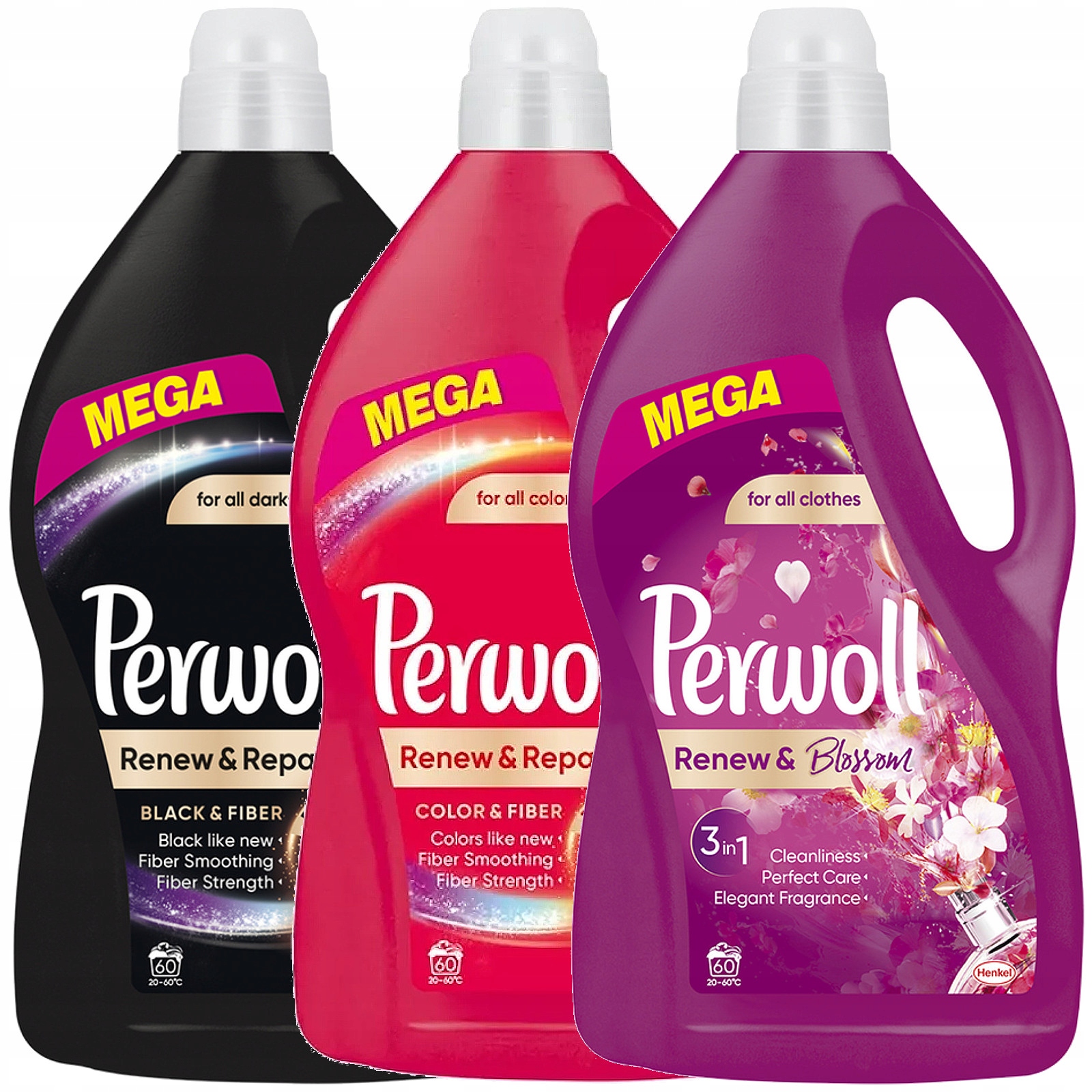 Prací gél - Perwol Black Color Blossom Kvapalina Práčovňa 3 x 3,6l
