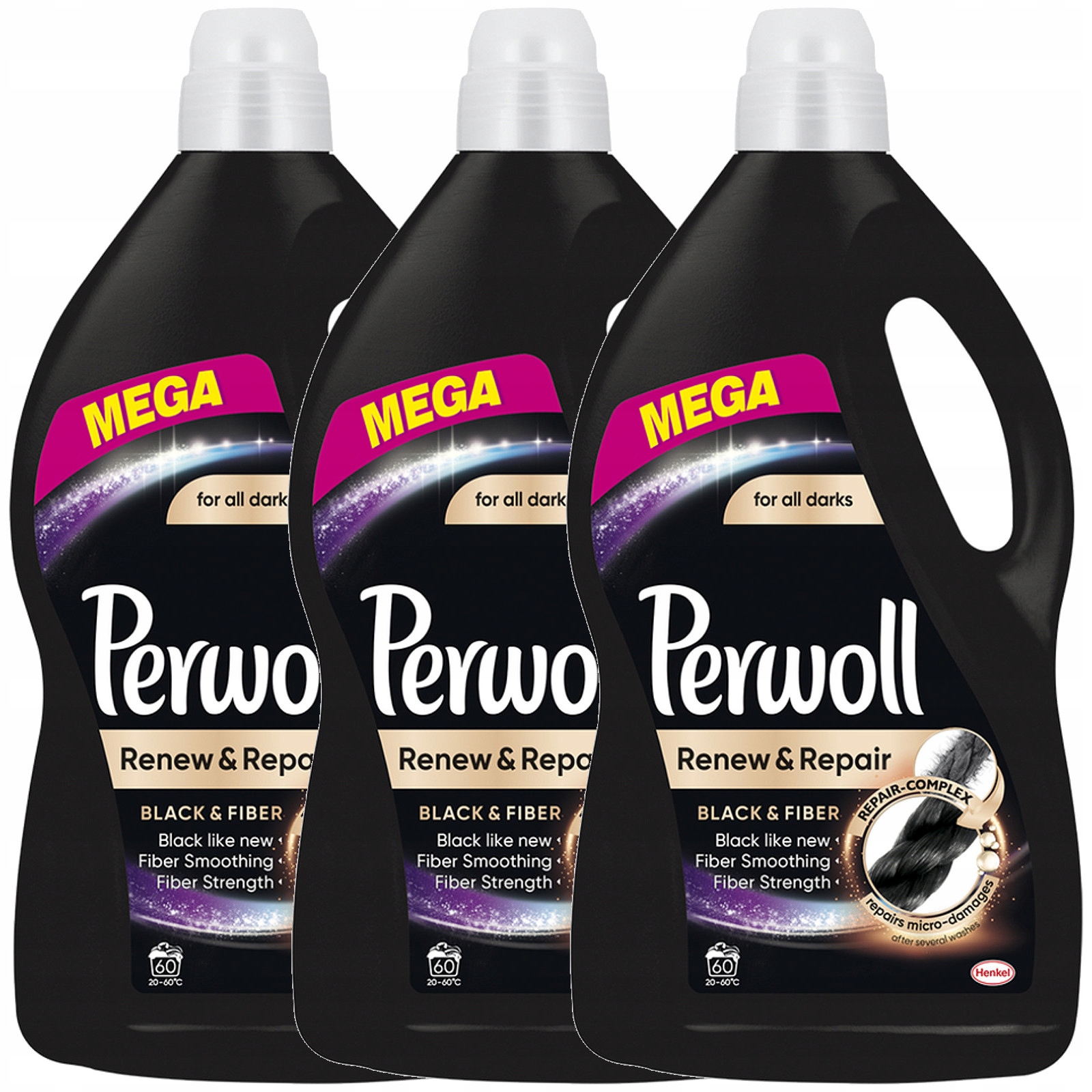 Prací gél - Perwola Obnoviť Oprava čierna umývanie kvapalina 3 x 3,6l