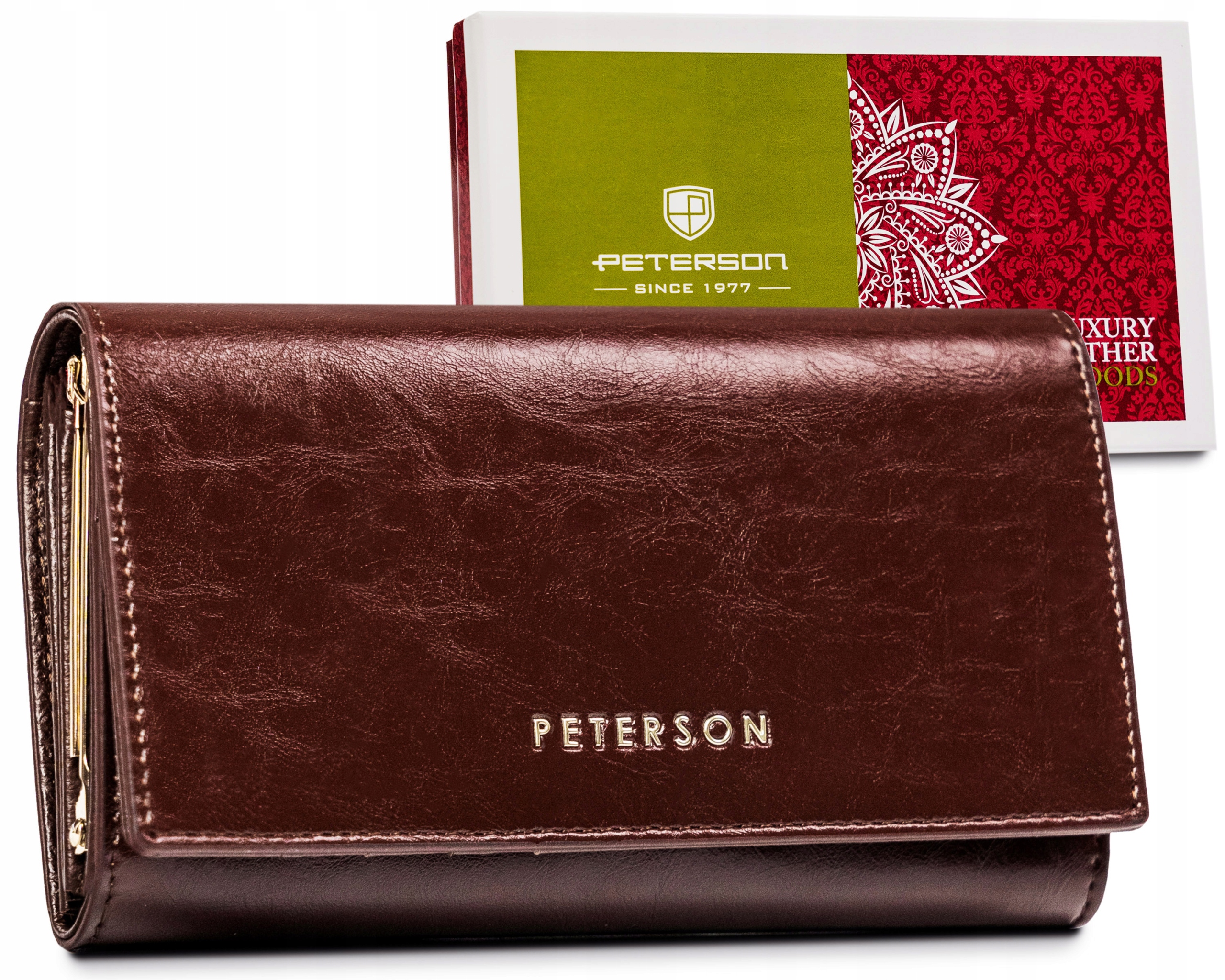 Peňaženka - Peterson Peterson Wallet Prírodná koža hnedá PTN PL-466-1468 Produkt Brow-Womens