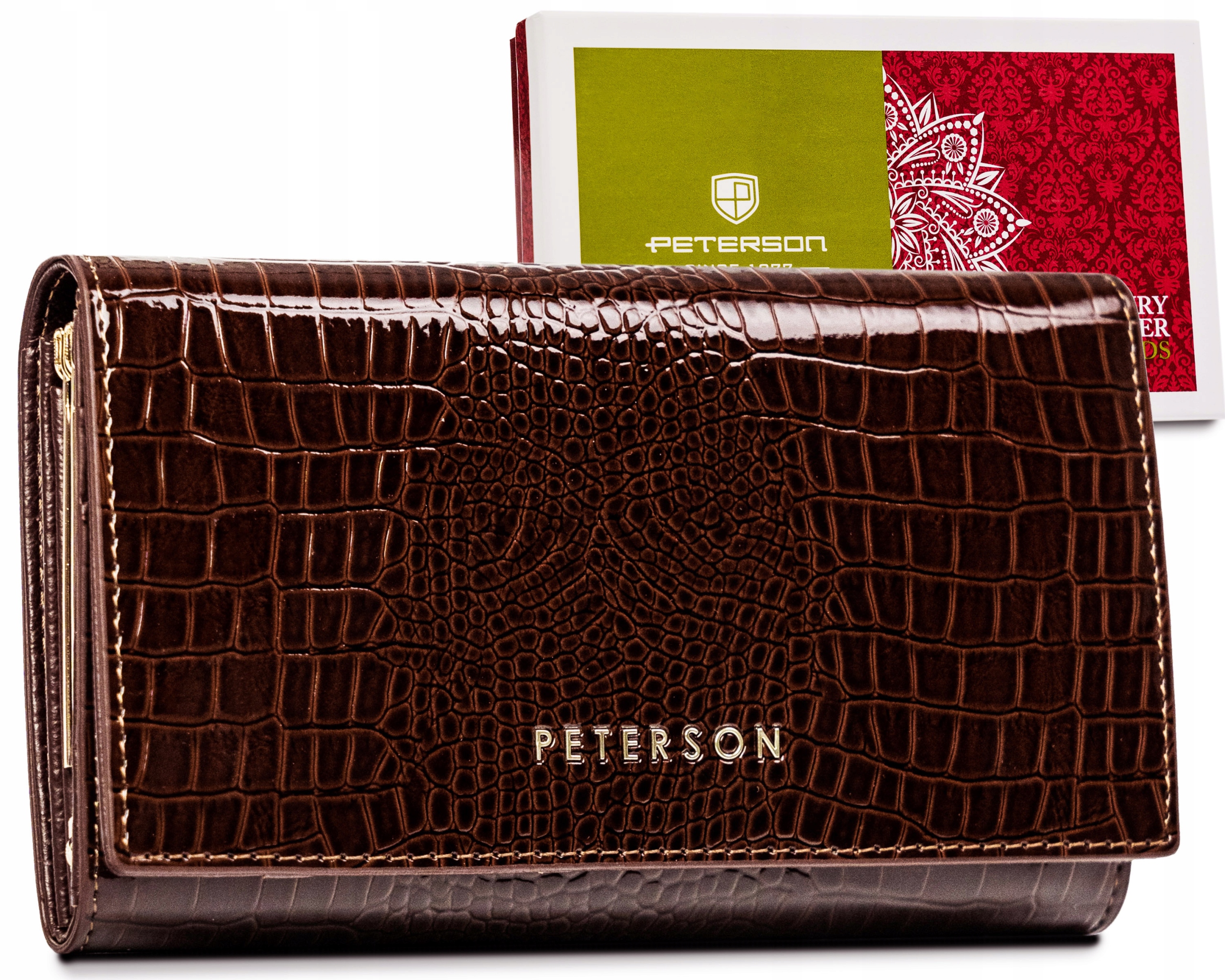 Peňaženka - Peterson Peterson Wallet Prírodná koža hnedá PTN CR-466-1444 Produkt Brow-Womens