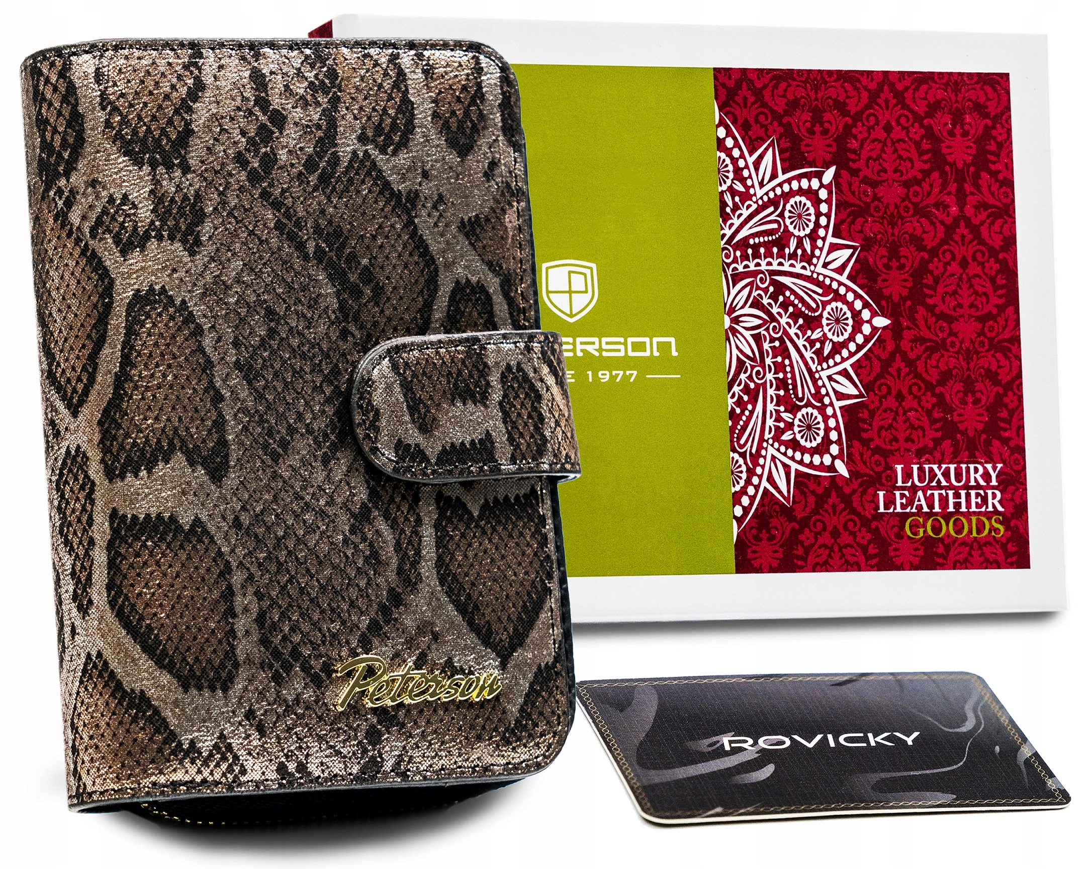 Peňaženka - Peterson Peterson Wallet Natural Leather Brown, Black, Golden PTN BS-602-1926 SN/B-Women's Product