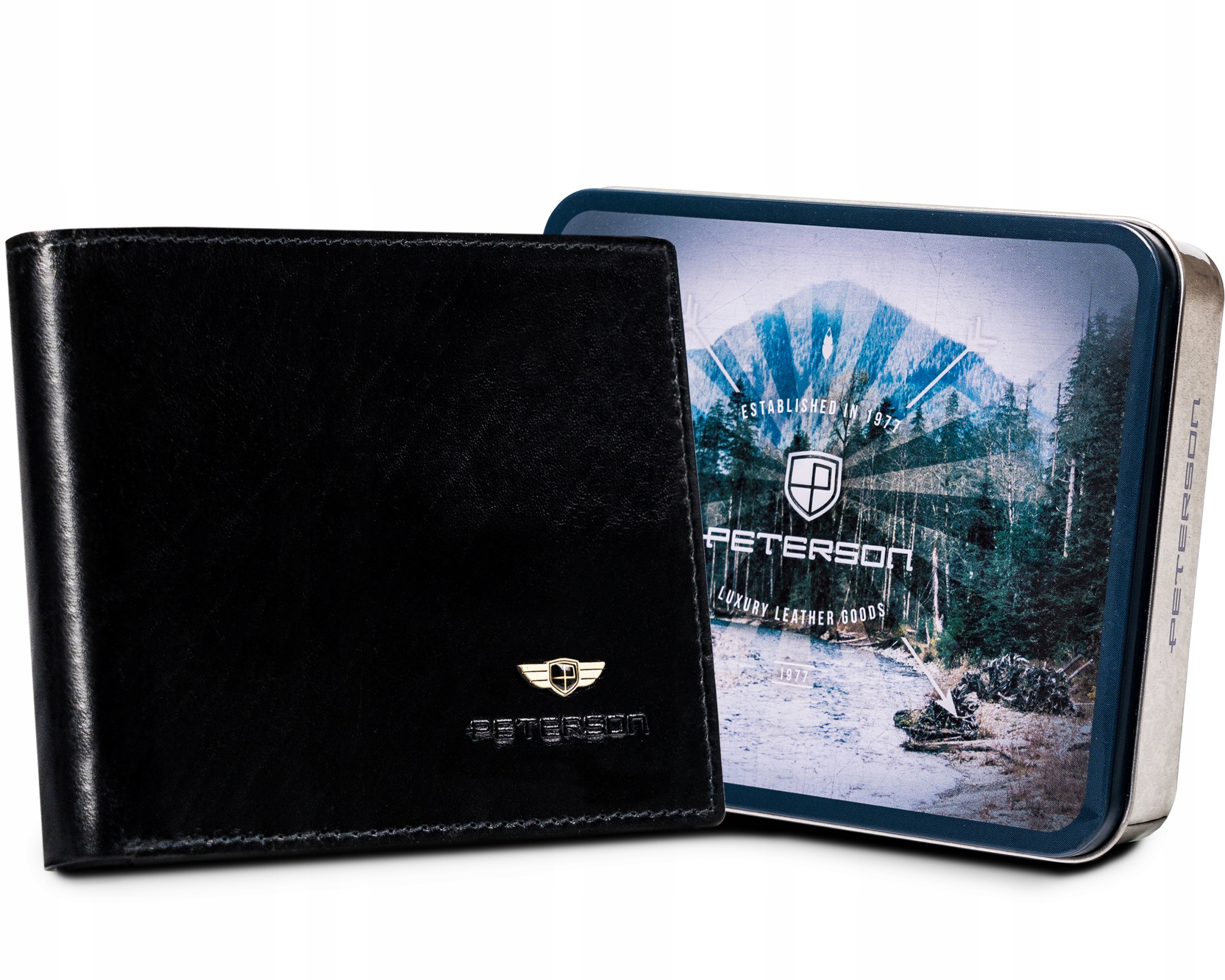 Peňaženka - Peterson Wallet Prírodná koža Čierna PTN N01 -VT Čierna 145 - Pánsky produkt