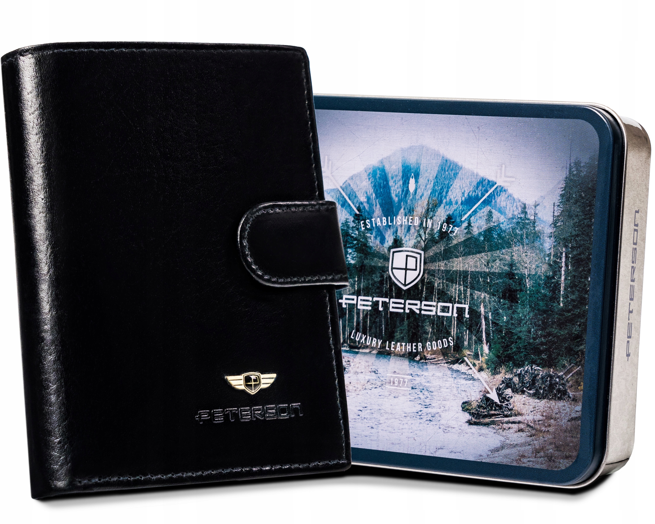 Peňaženka - Peterson Peterson Wallet Prírodná koža Čierna PTN N575L -VT Čierna - mužský produkt