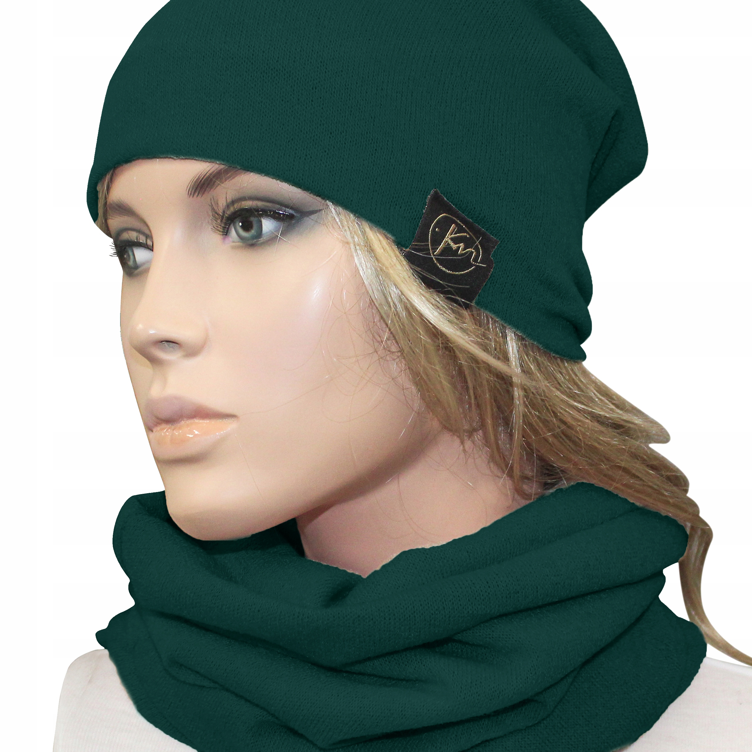 Nastavte čiapku, komín (golf) Koren, Beanie, Women's, Youth Shawl, Green Chimney