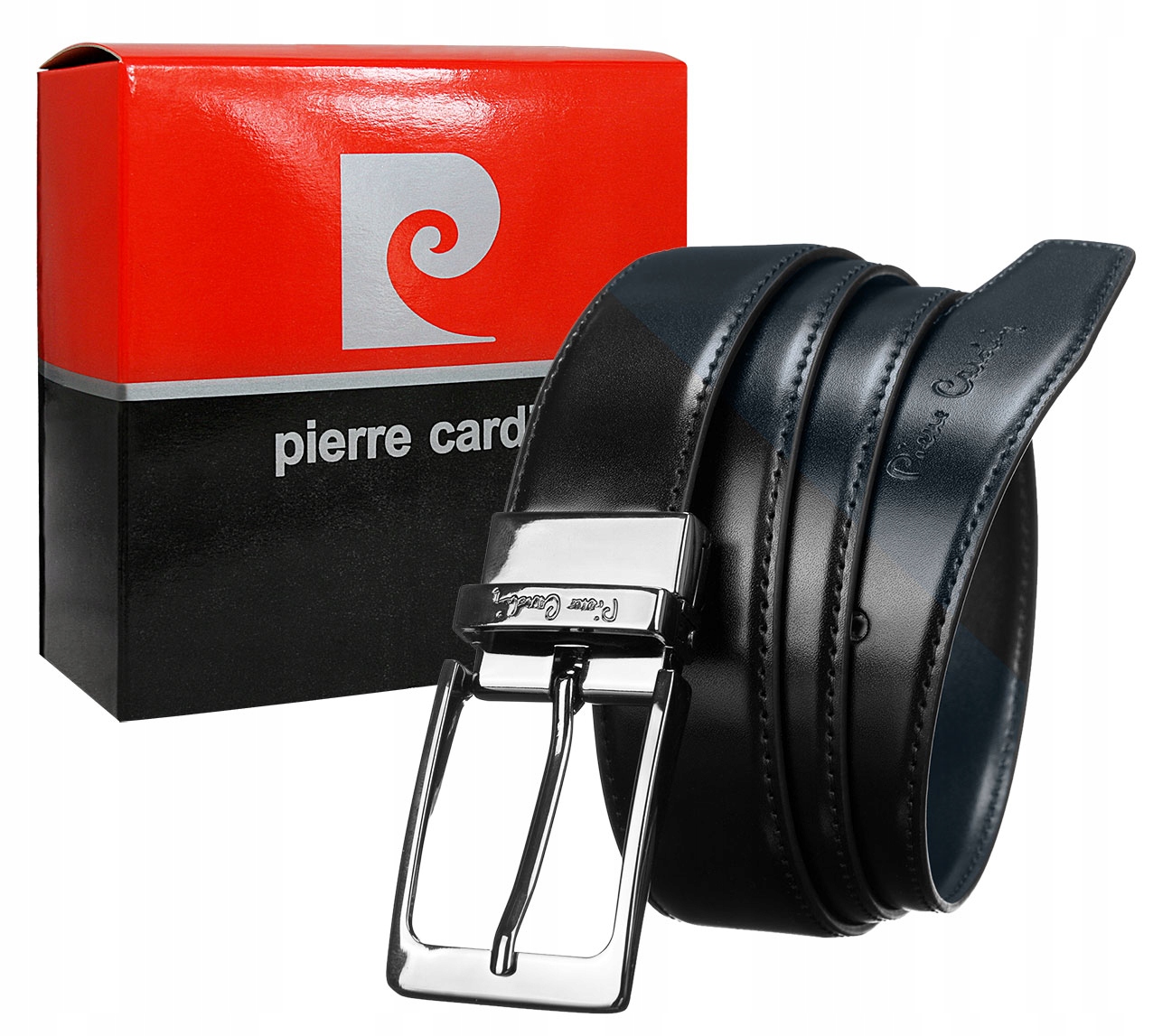 Opasok - Pierre Cardin Black, Navy Blue Belt - Men's Product