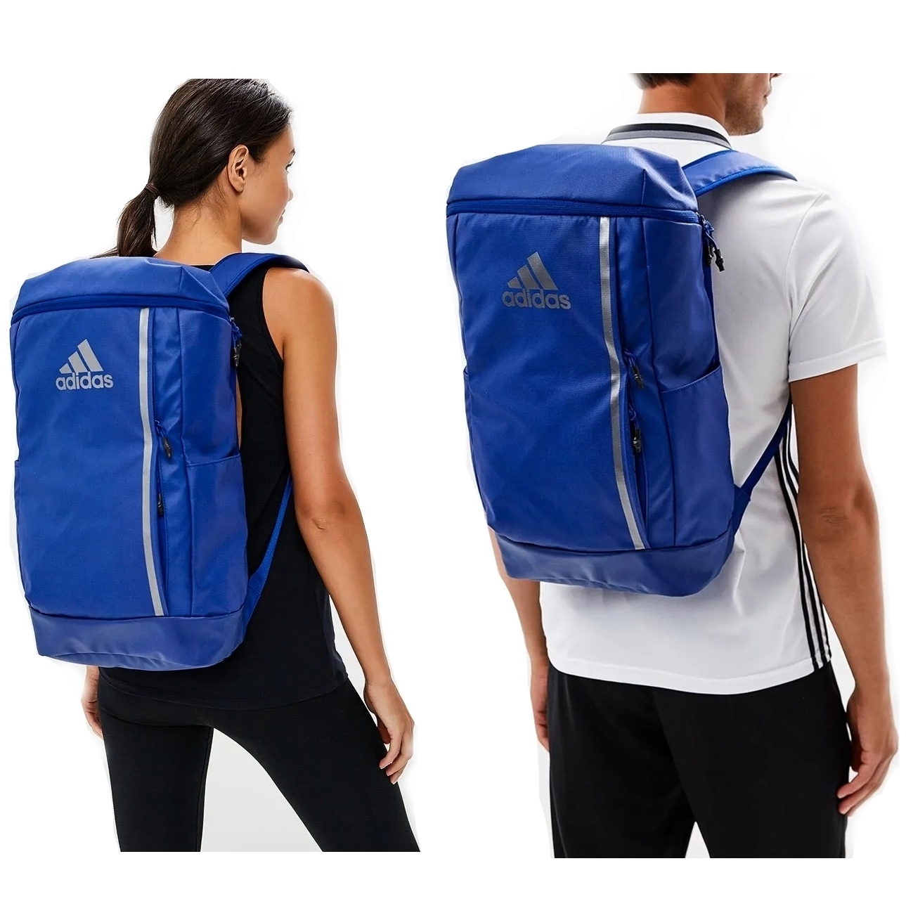 Adidas Multi -Chamber School Batoh odtiene modrej, odtiene šedej a striebornej 25 l