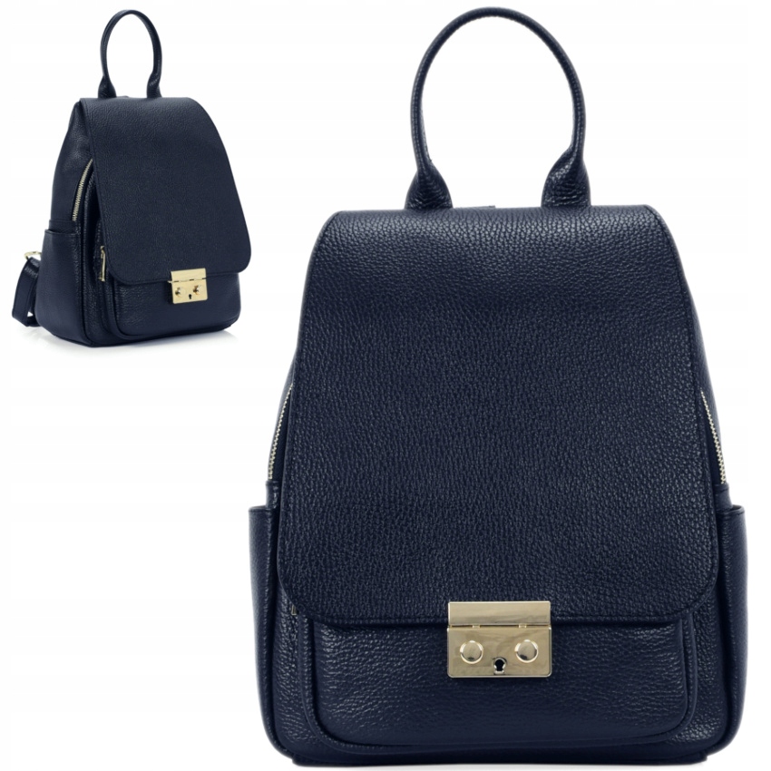 Dámske batohy batohu Navy Blue Leather batohy