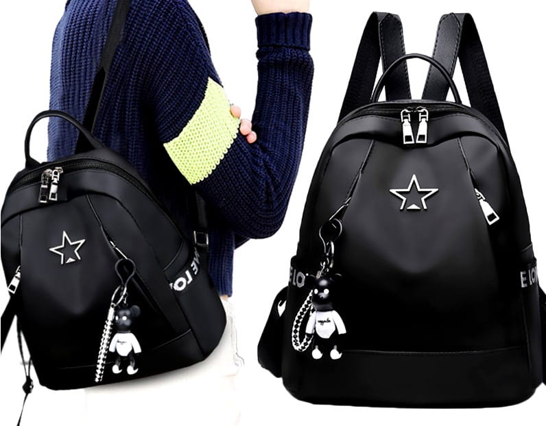Dámska škola batoh čiernej 2in1 Student Bag