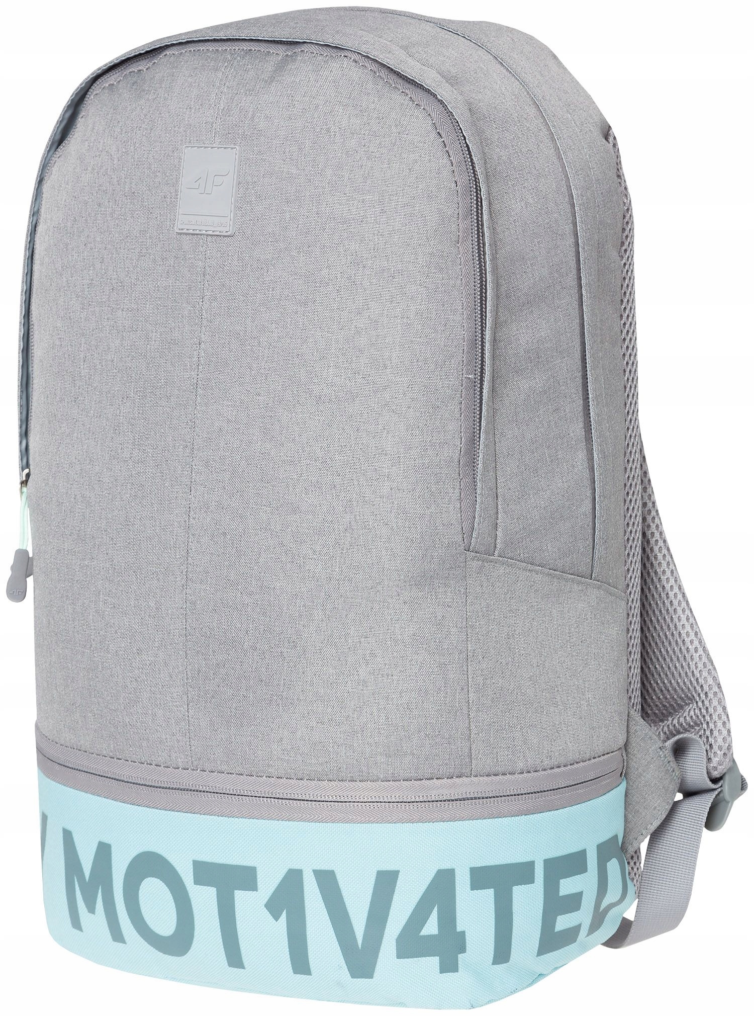 Single -Chamber School Backpack 4F odtiene modrej, odtiene šedej a striebornej 15 l