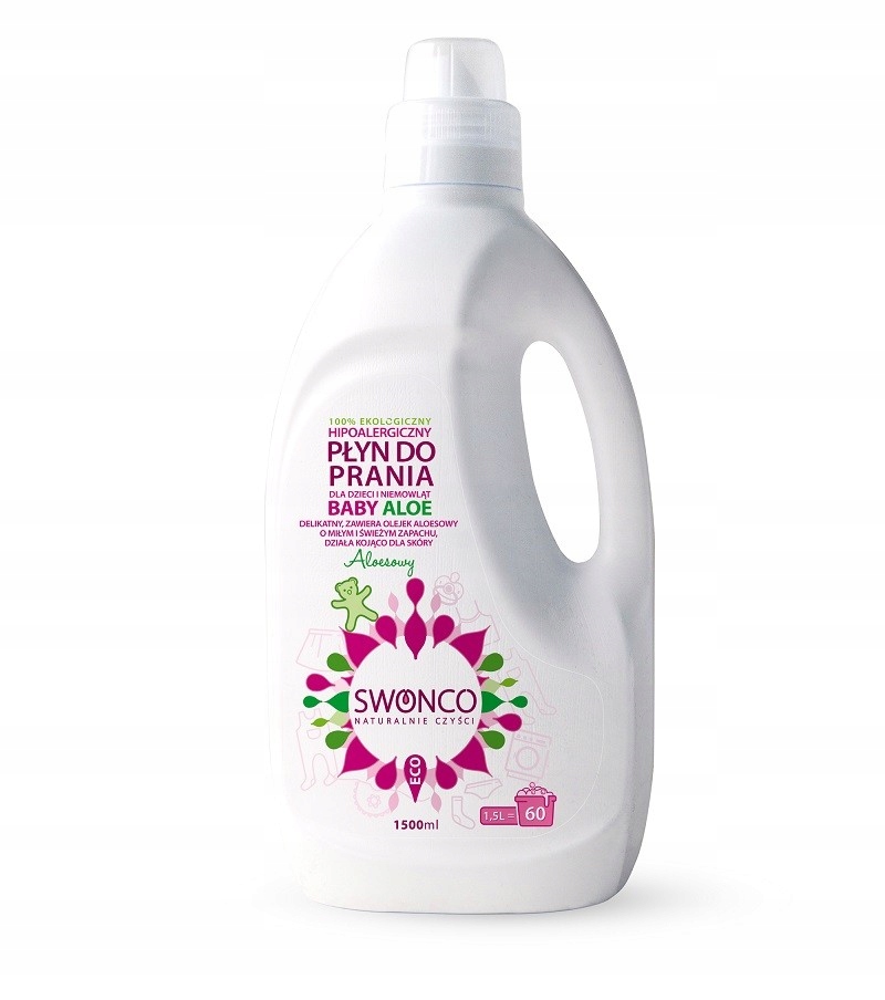 Prací gél - Detská umývacia tekutina z aloe 1,5l Swonco hypoalergénna.